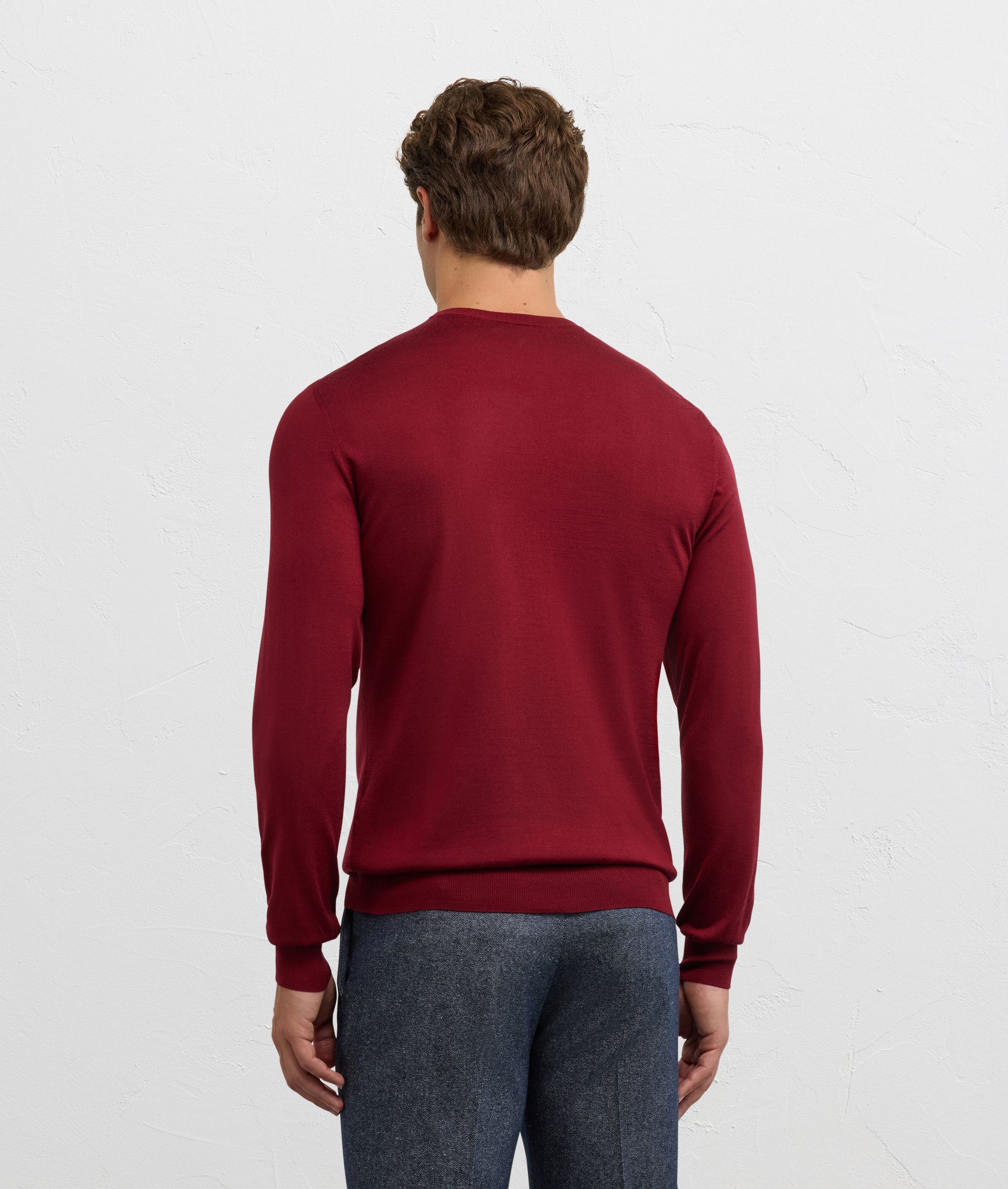 burgundy wool and cashmere regular fit crewneck sweater - Pal Zileri | Official Website