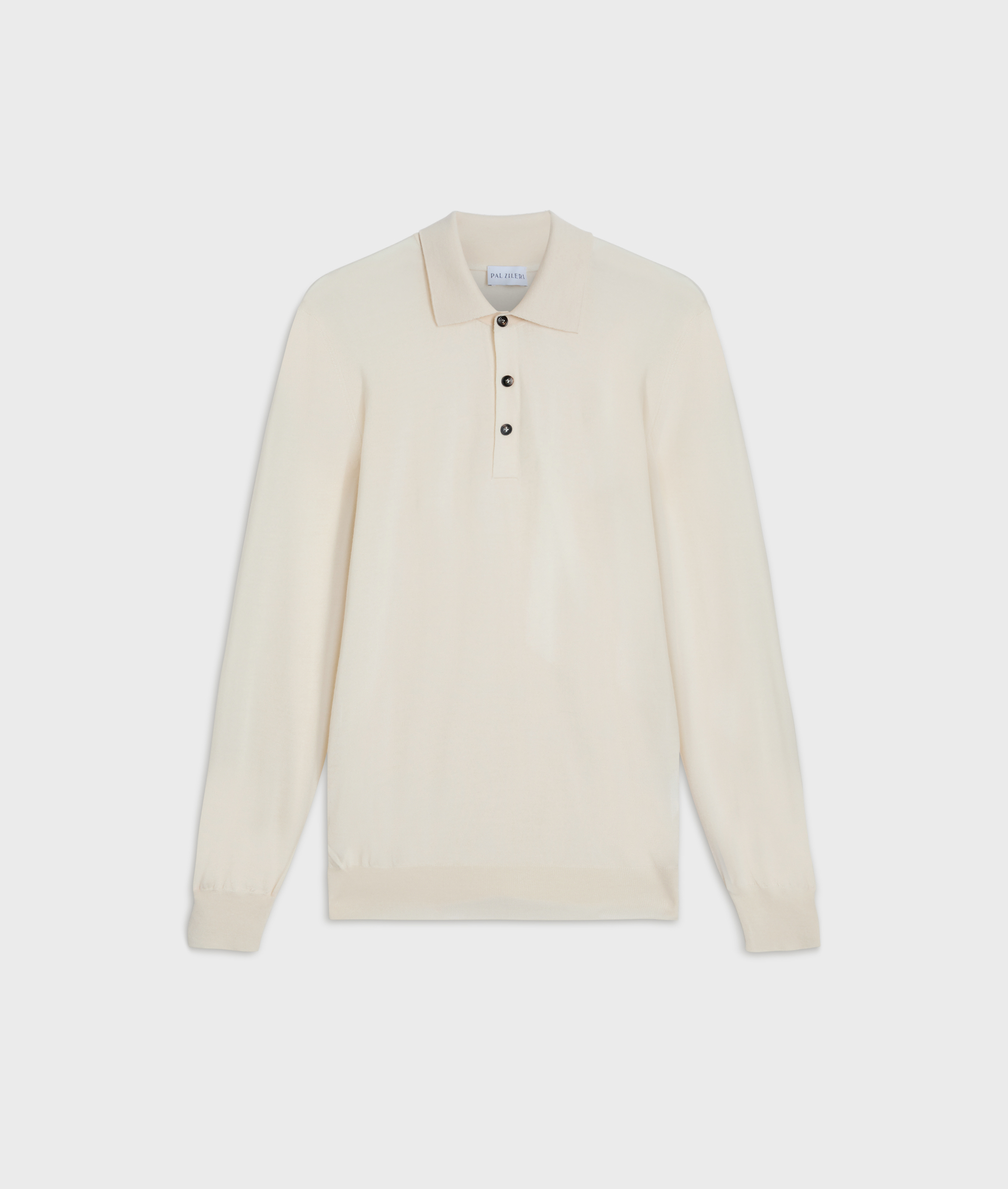 natural colour relaxed fit long sleeve polo shirt in wool and cashmere - Knitwear - Pal Zileri | Official Website