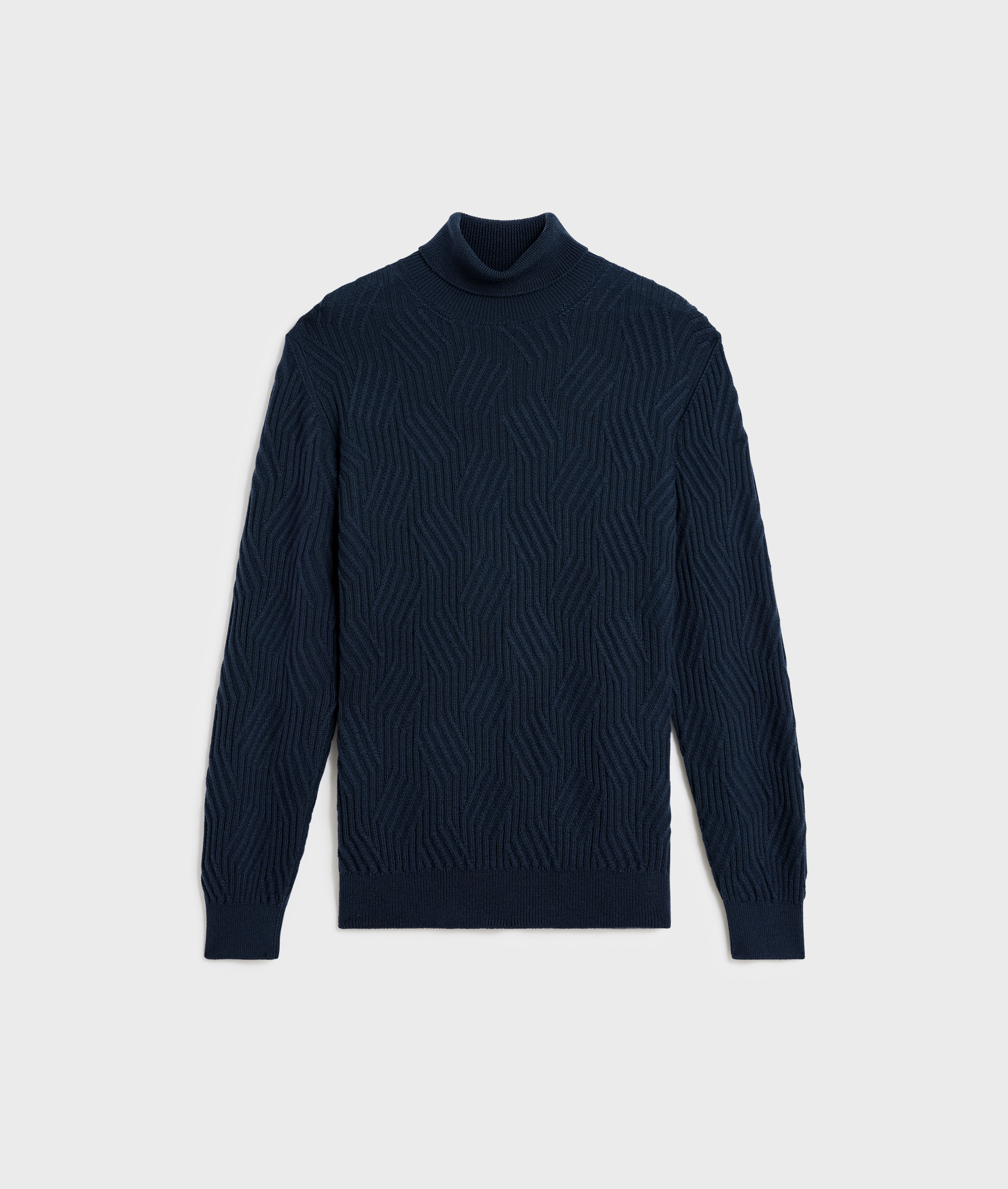 dolcevita con gioco di costine regular fit in lana merino blu navy - Maglieria - Pal Zileri | Official Website