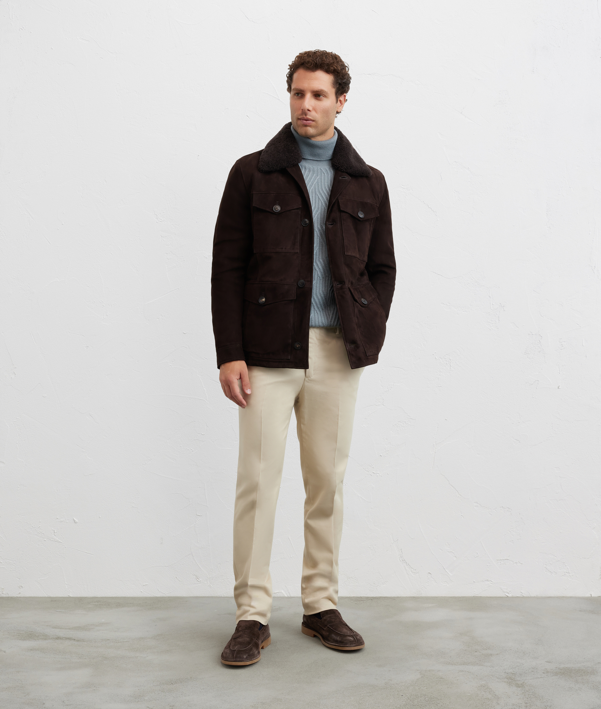 dolcevita con gioco di costine regular fit in lana merino grigio - Maglieria - Pal Zileri | Official Website