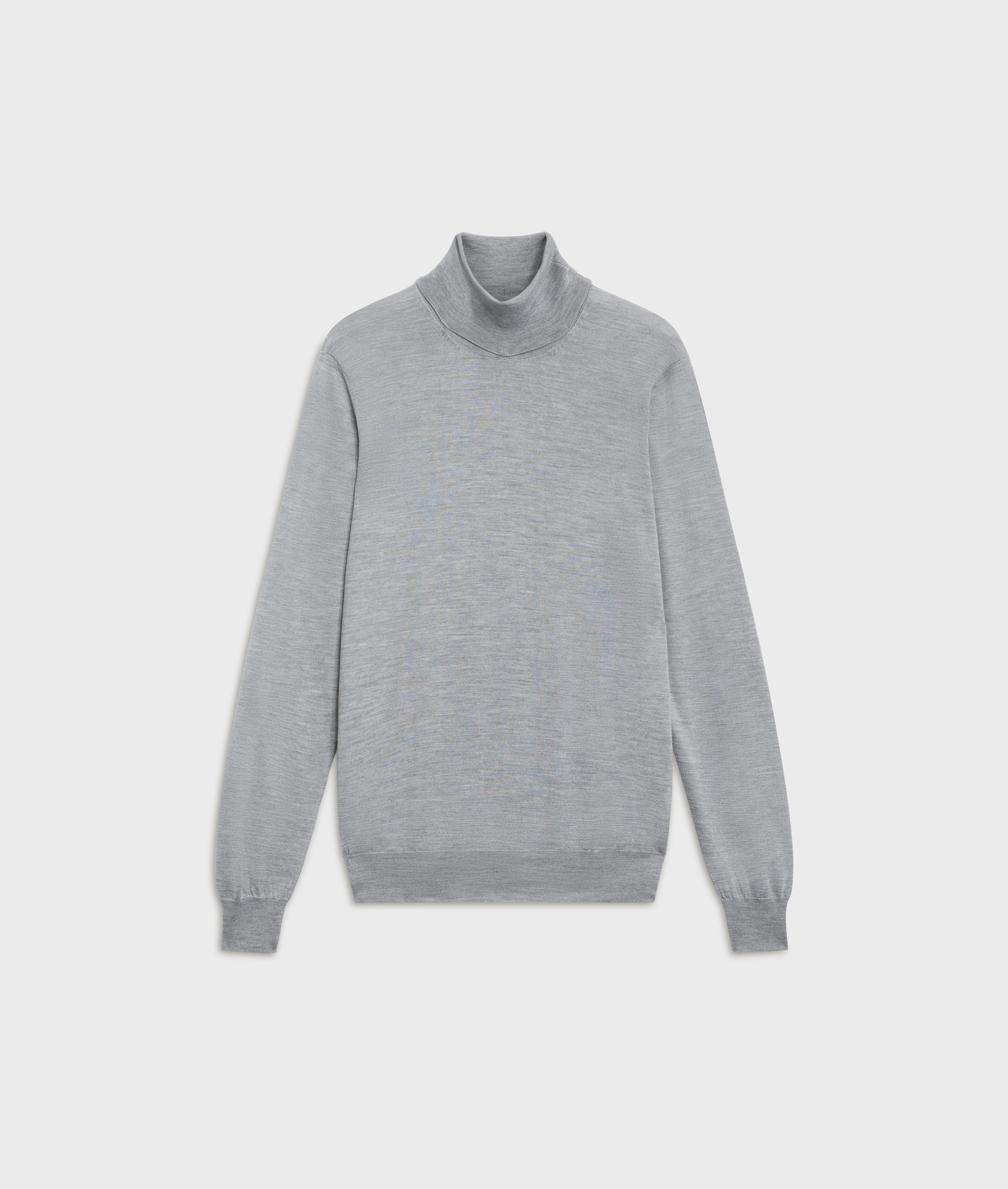 regular fit ribbed turtleneck in light grey wool and cashmere | Pal Zileri