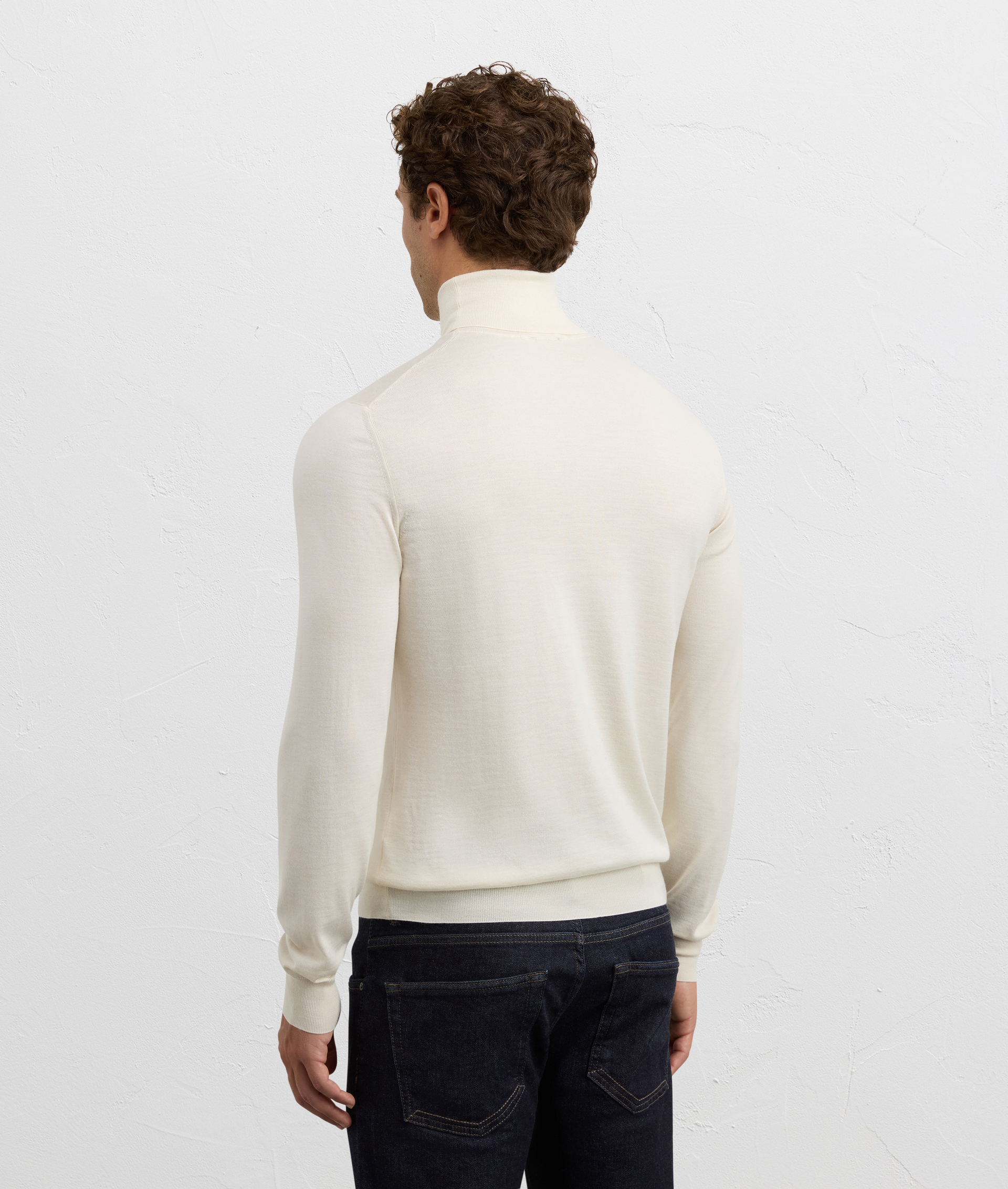 regular fit ribbed turtleneck in natural wool and cashmere | Pal Zileri