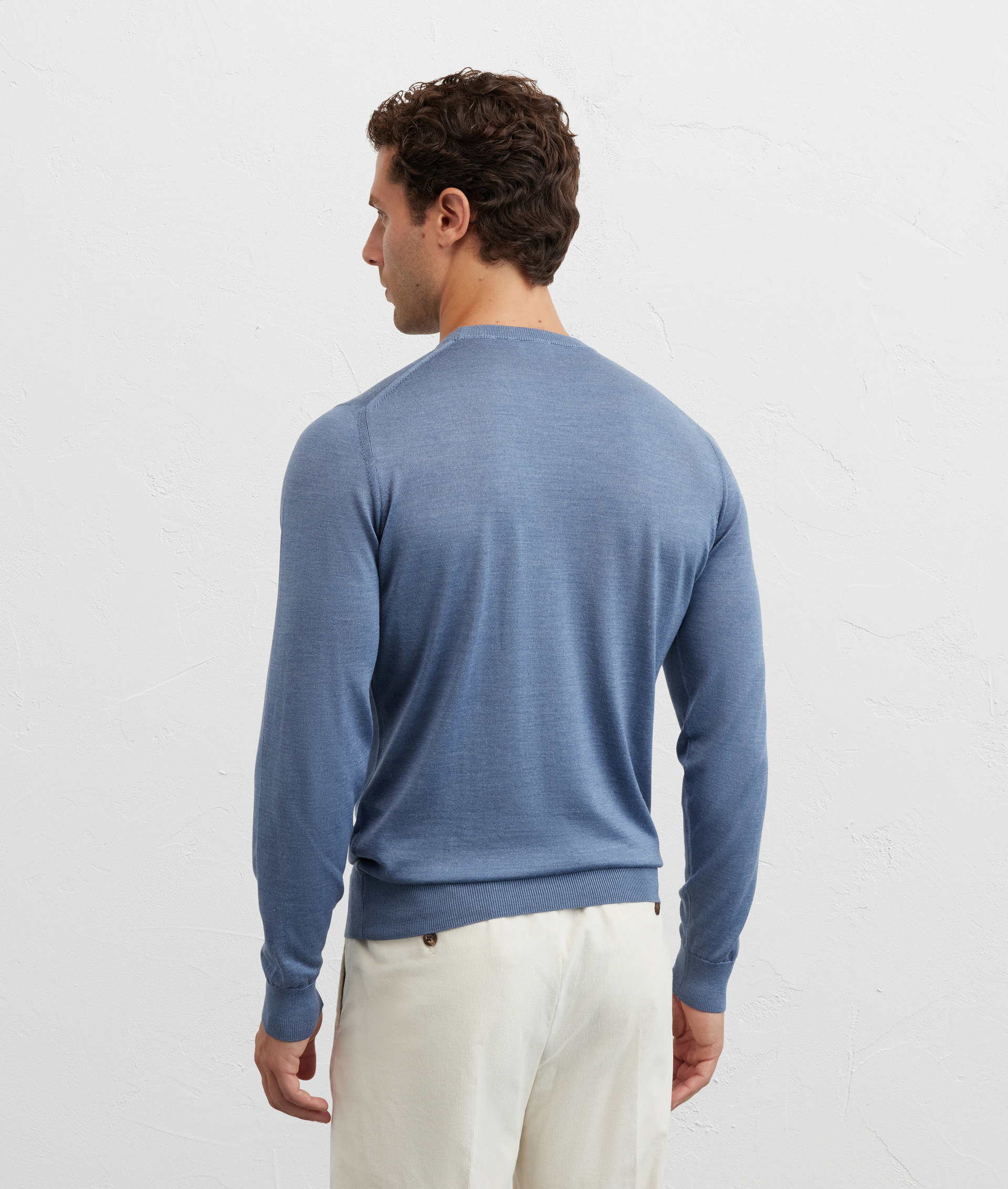 maglia girocollo a maniche lunghe regular fit in seta e lana azzurro - Pal Zileri | Official Website