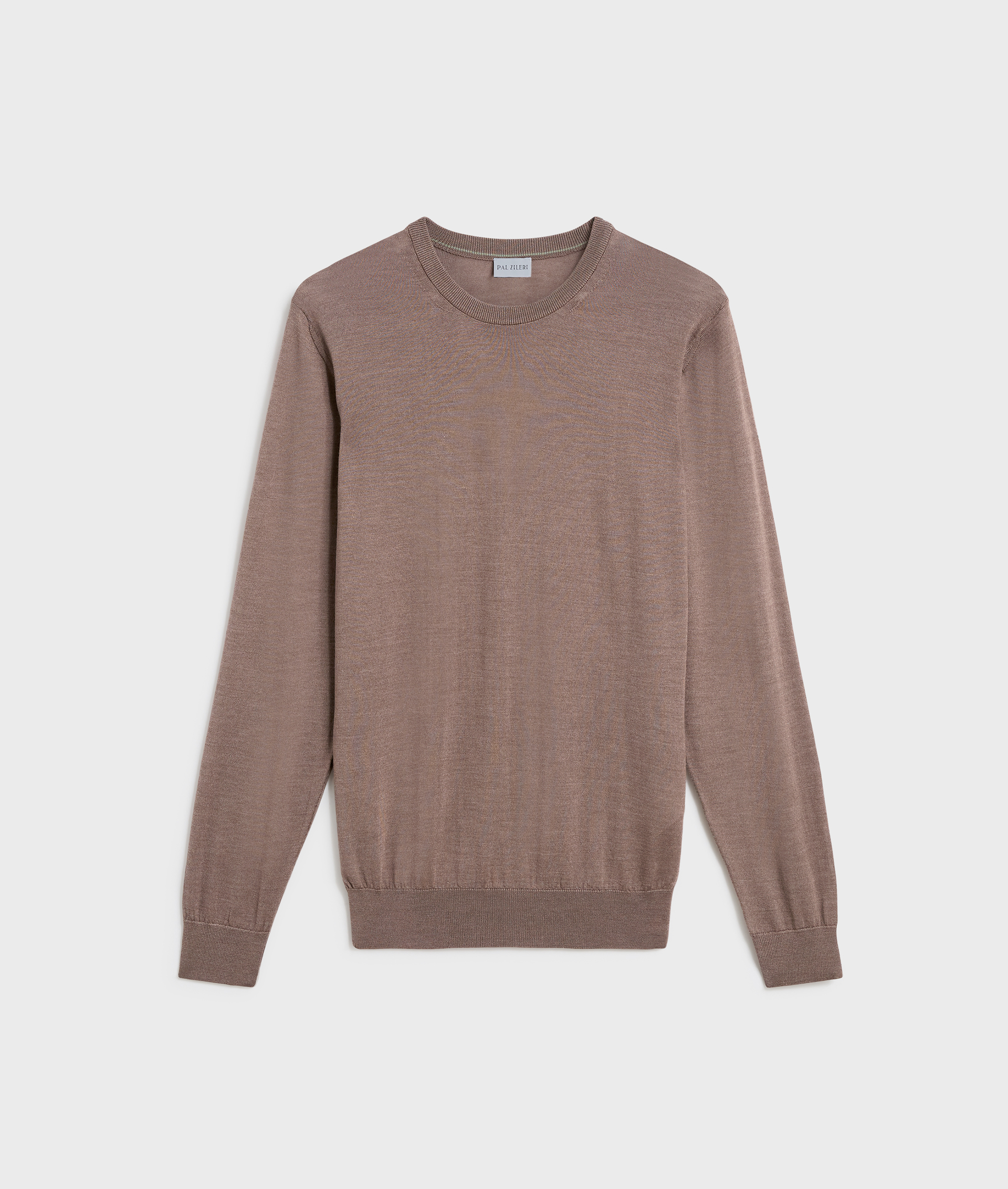 light brown silk and wool regular fit long sleeve crew neck sweater - Knitwear - Pal Zileri | Official Website