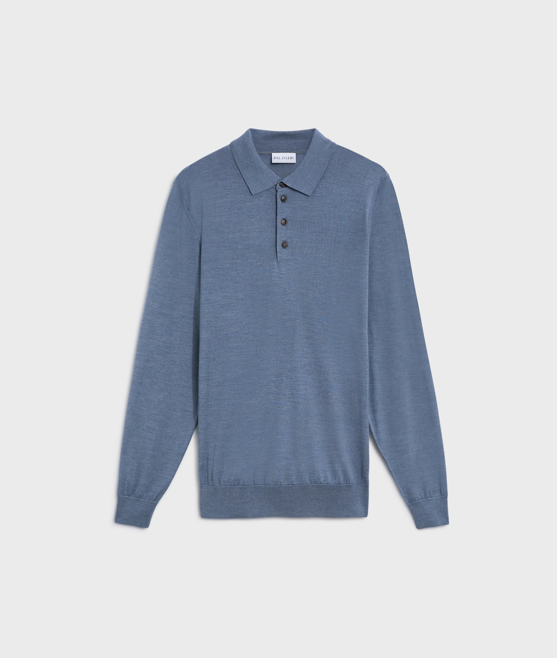 light blue polo shirt in virgin wool and silk knit | Pal Zileri