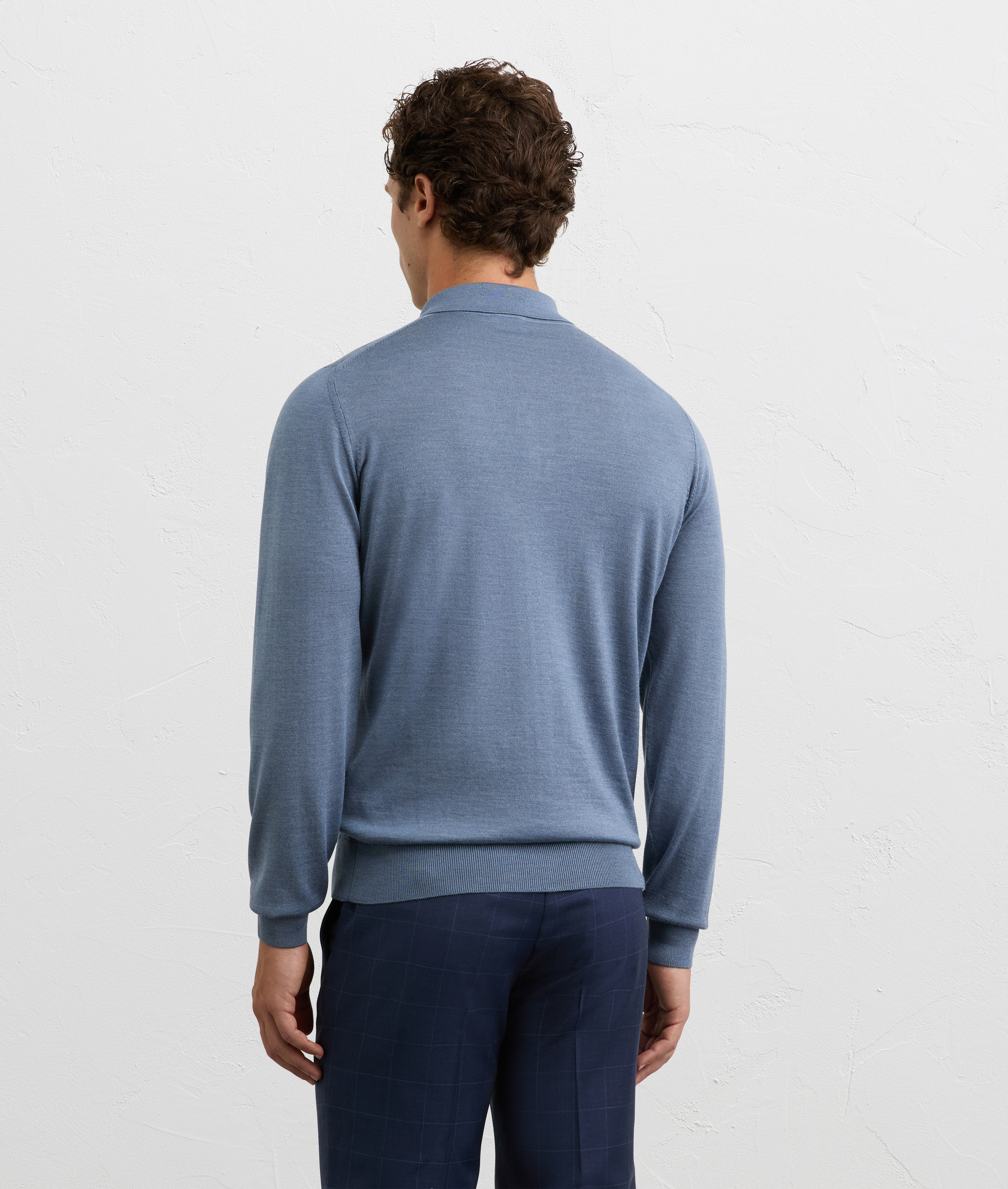 light blue polo shirt in virgin wool and silk knit | Pal Zileri