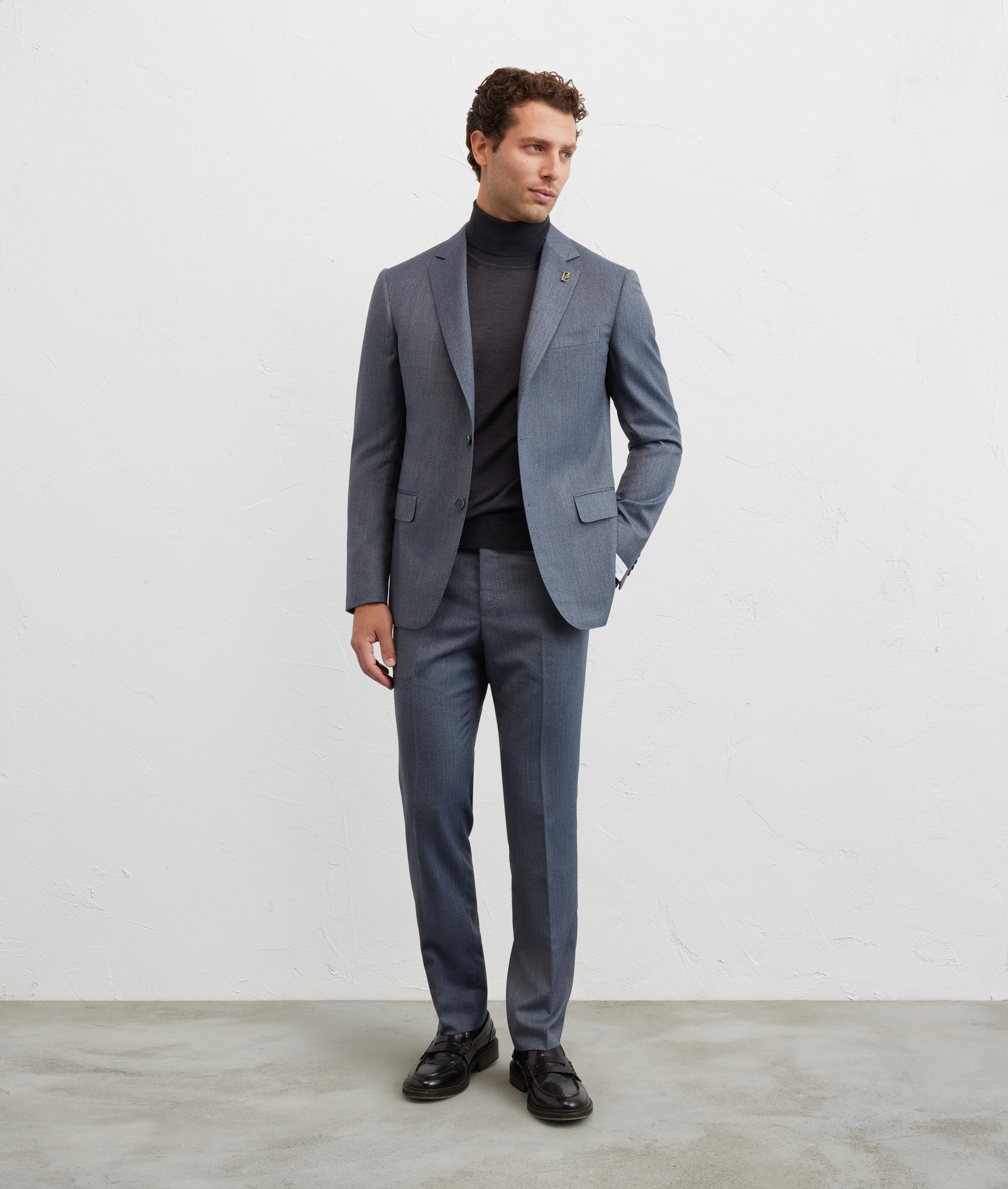 dark grey wool and silk regular fit turtleneck - Knitwear - Pal Zileri | Official Website