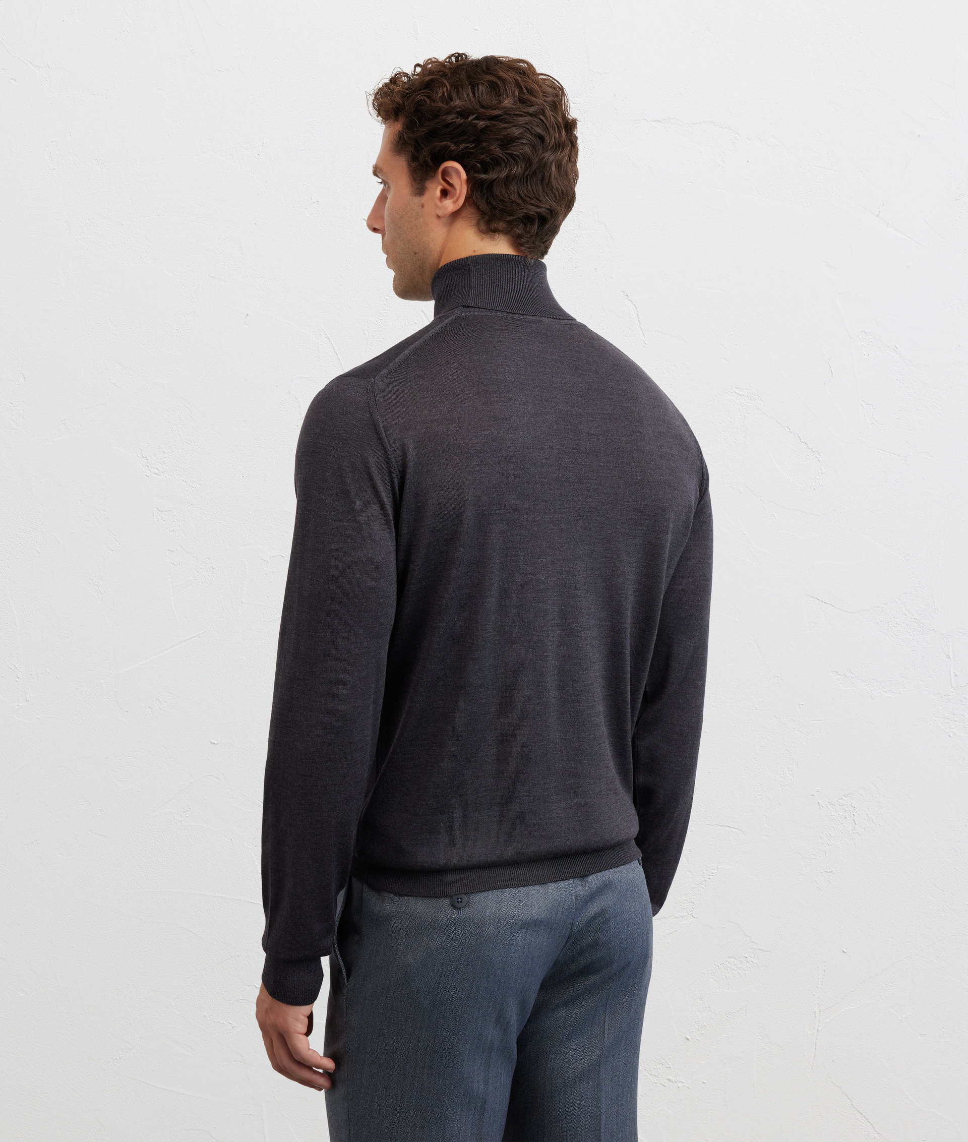 dark grey wool and silk regular fit turtleneck - Pal Zileri | Official Website