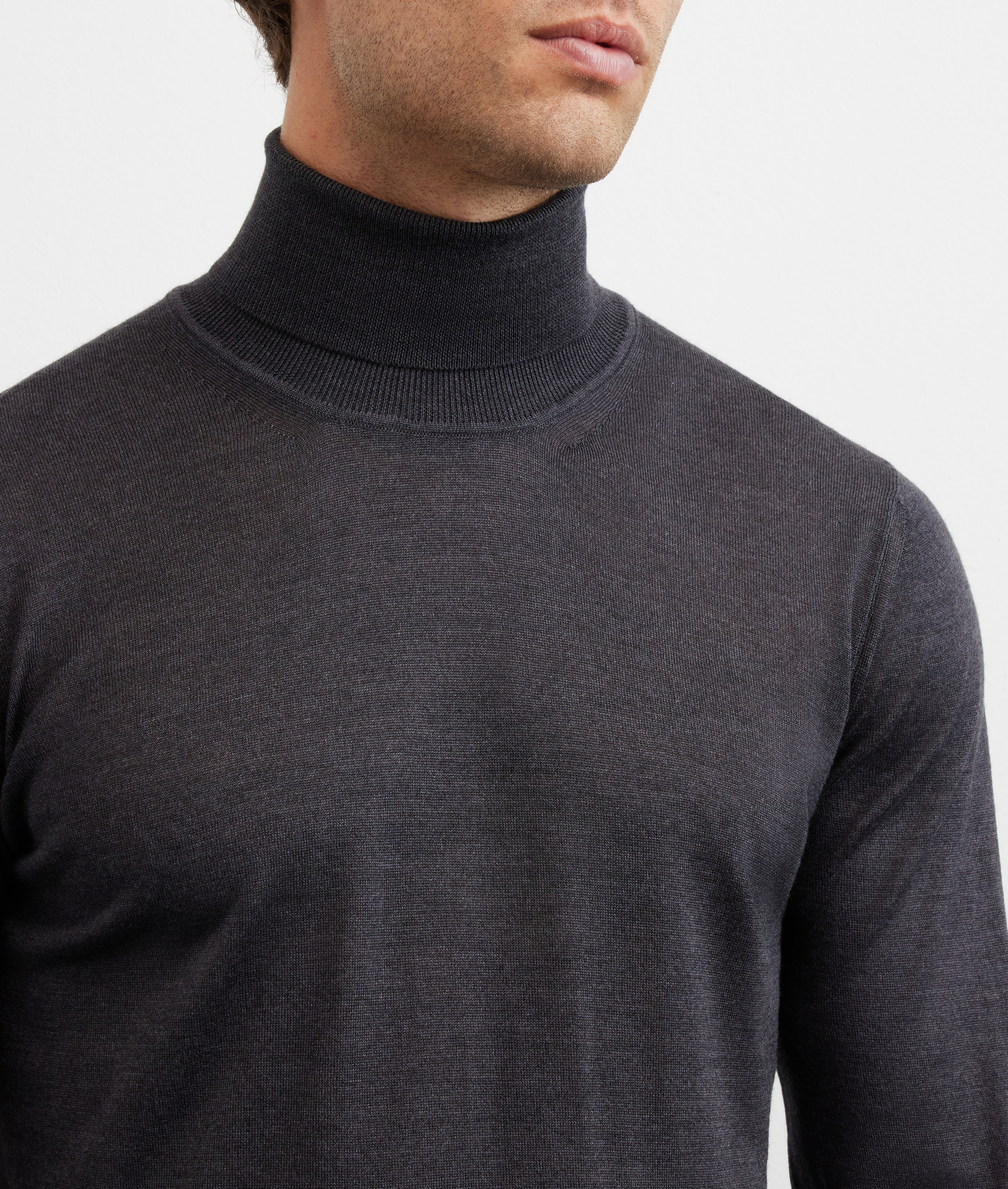 dark grey wool and silk regular fit turtleneck - Pal Zileri | Official Website