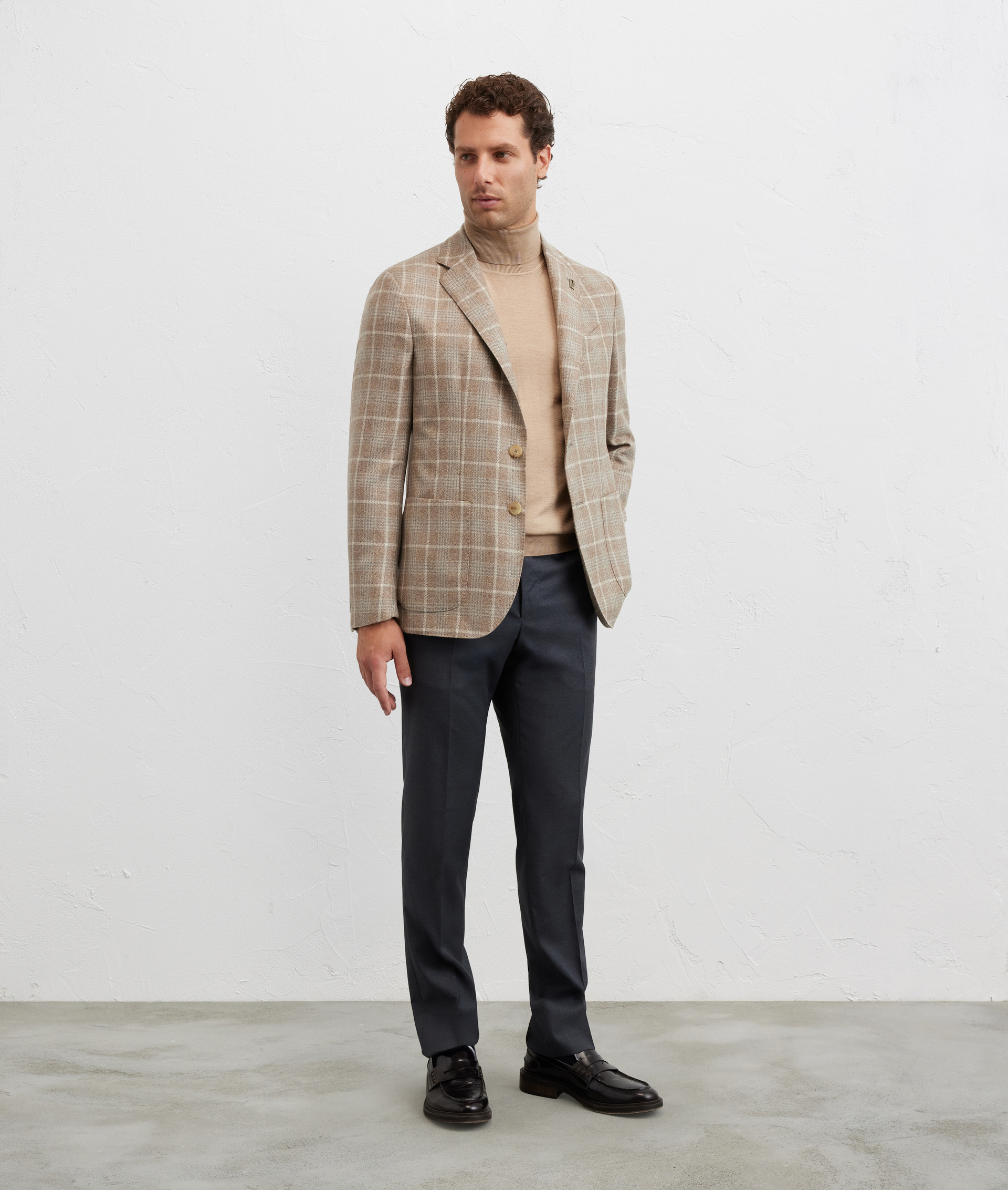 light brown wool and silk regular fit turtleneck - Knitwear - Pal Zileri | Official Website