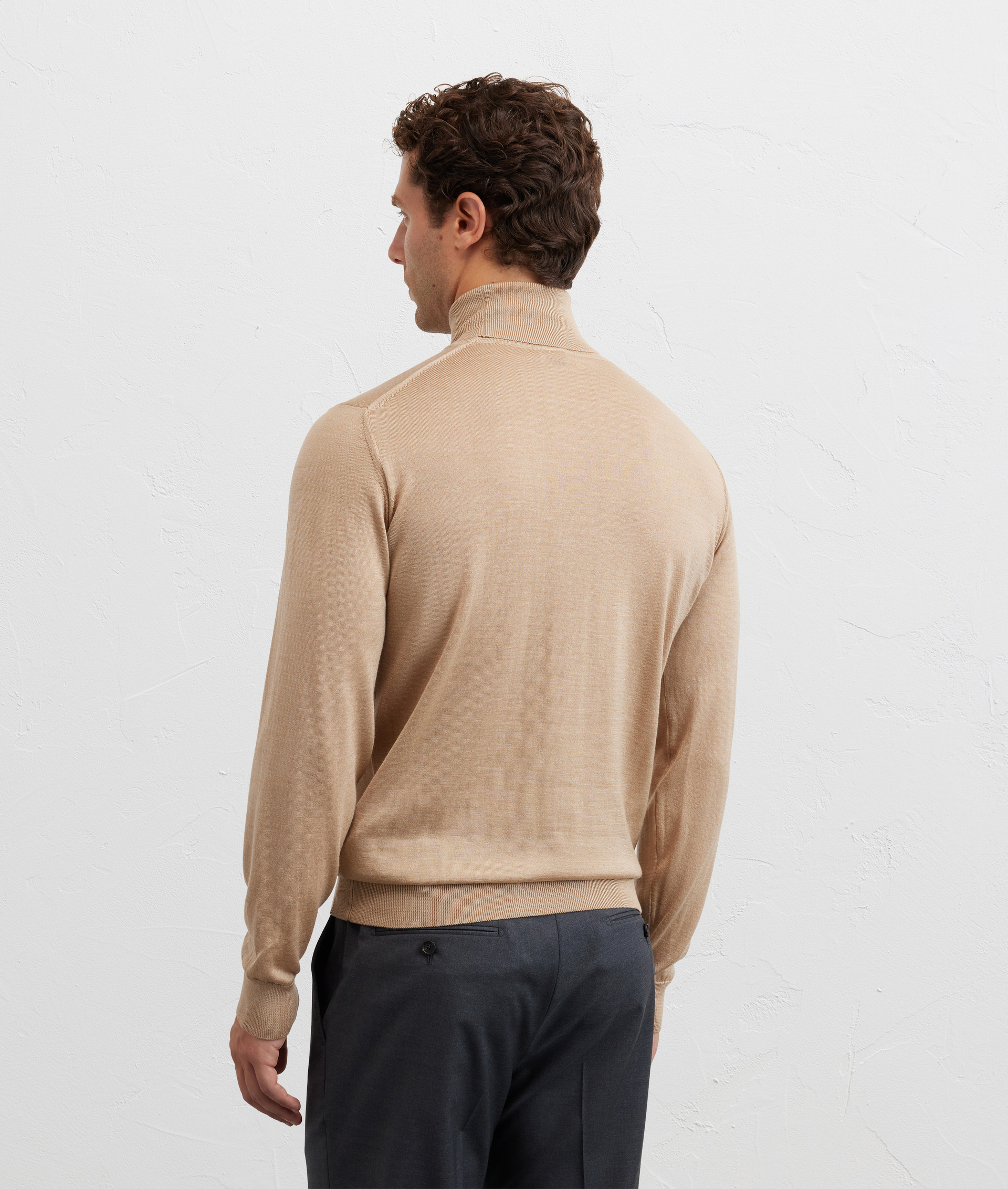 light brown wool and silk regular fit turtleneck - Pal Zileri | Official Website