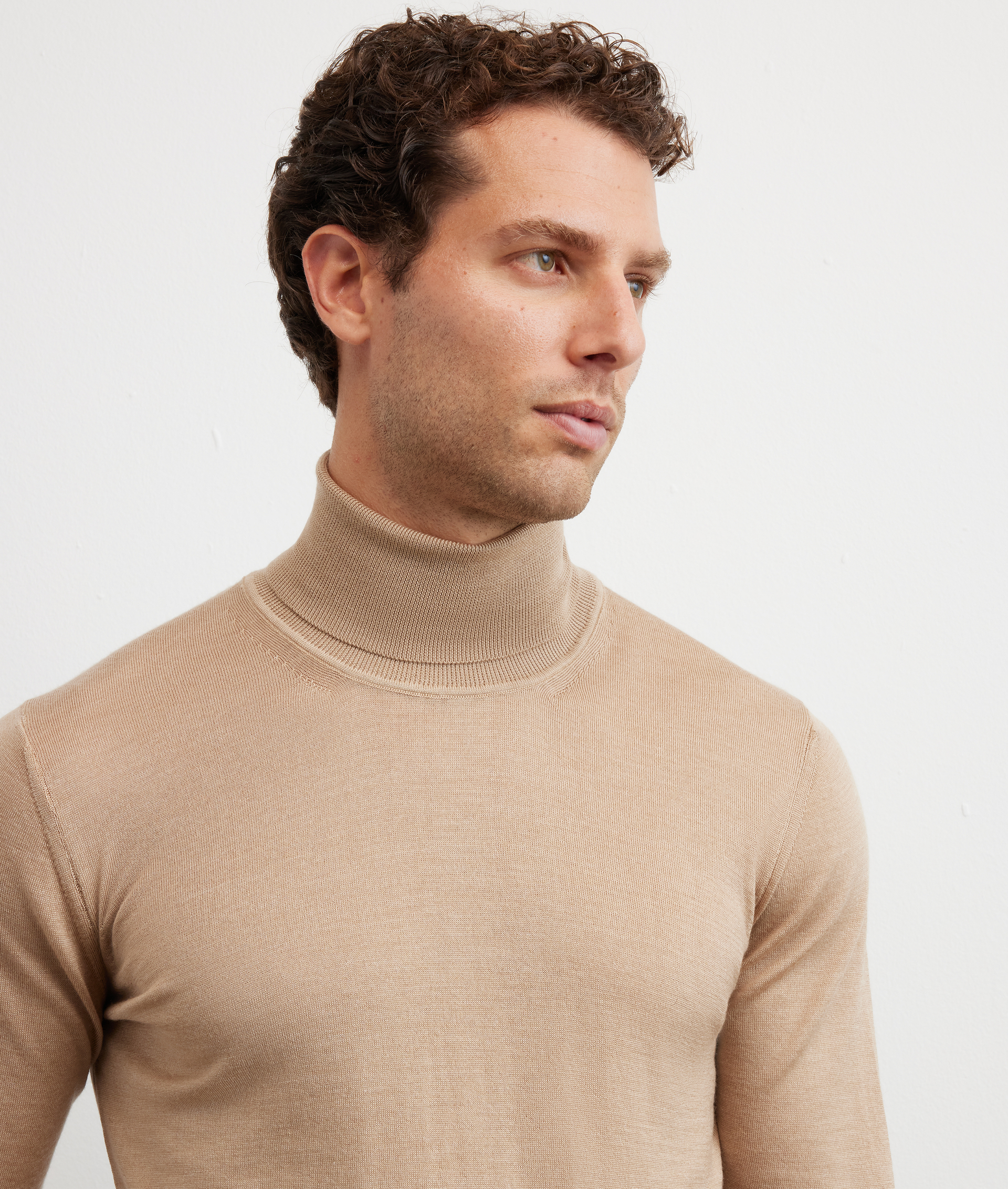 light brown wool and silk regular fit turtleneck - Pal Zileri | Official Website