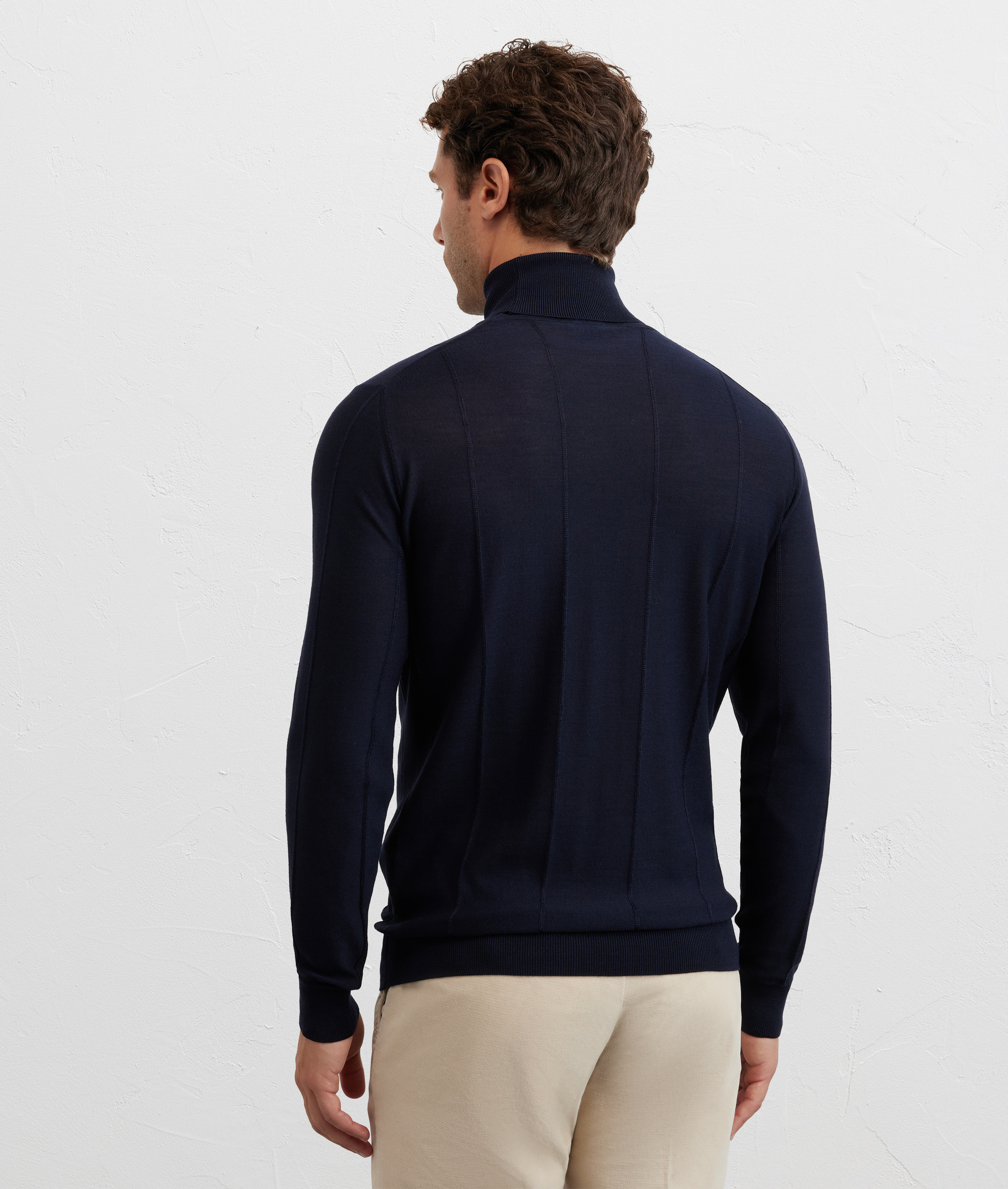 navy blue wool and silk regular fit turtleneck - Pal Zileri | Official Website