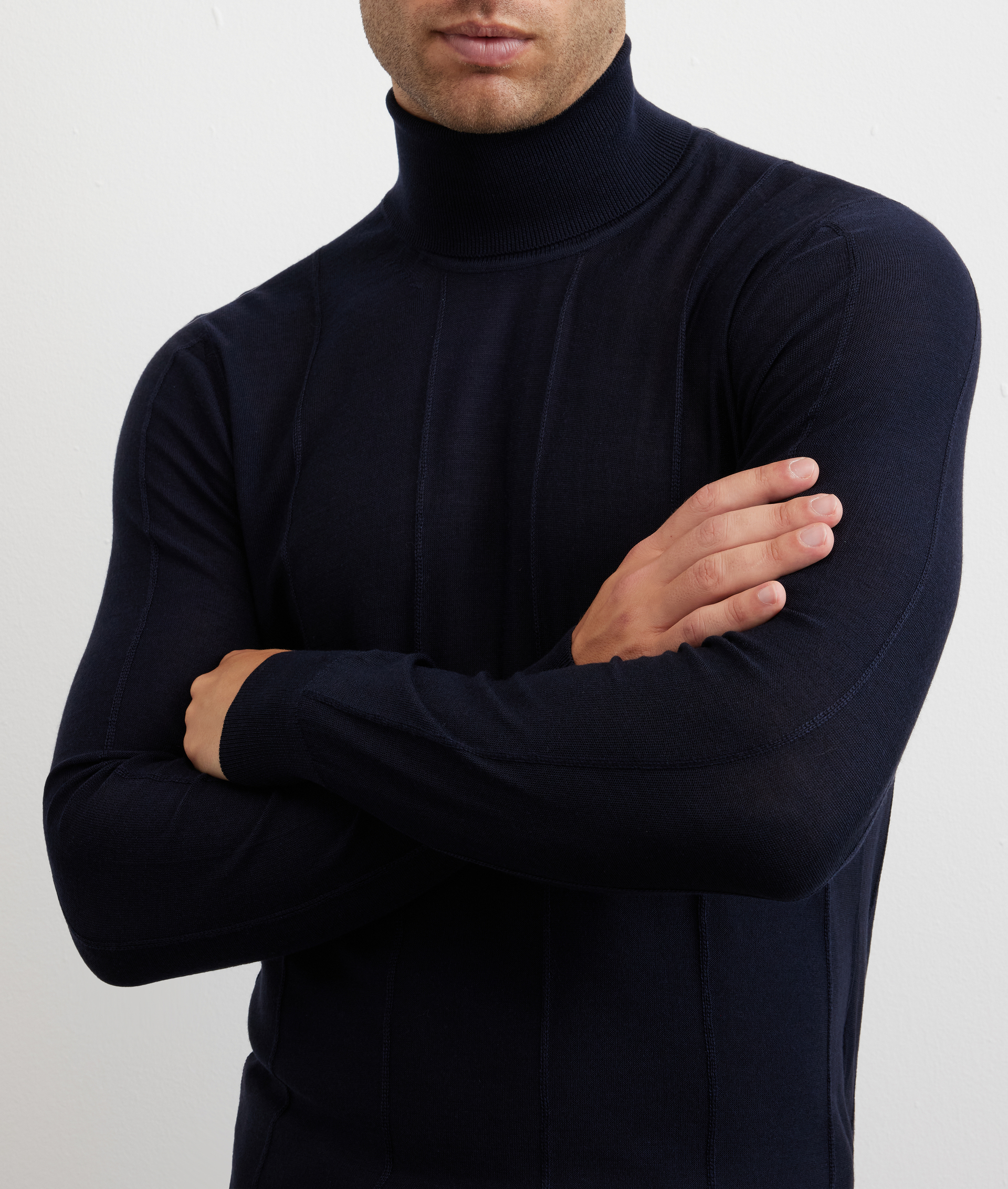 navy blue wool and silk regular fit turtleneck - Pal Zileri | Official Website