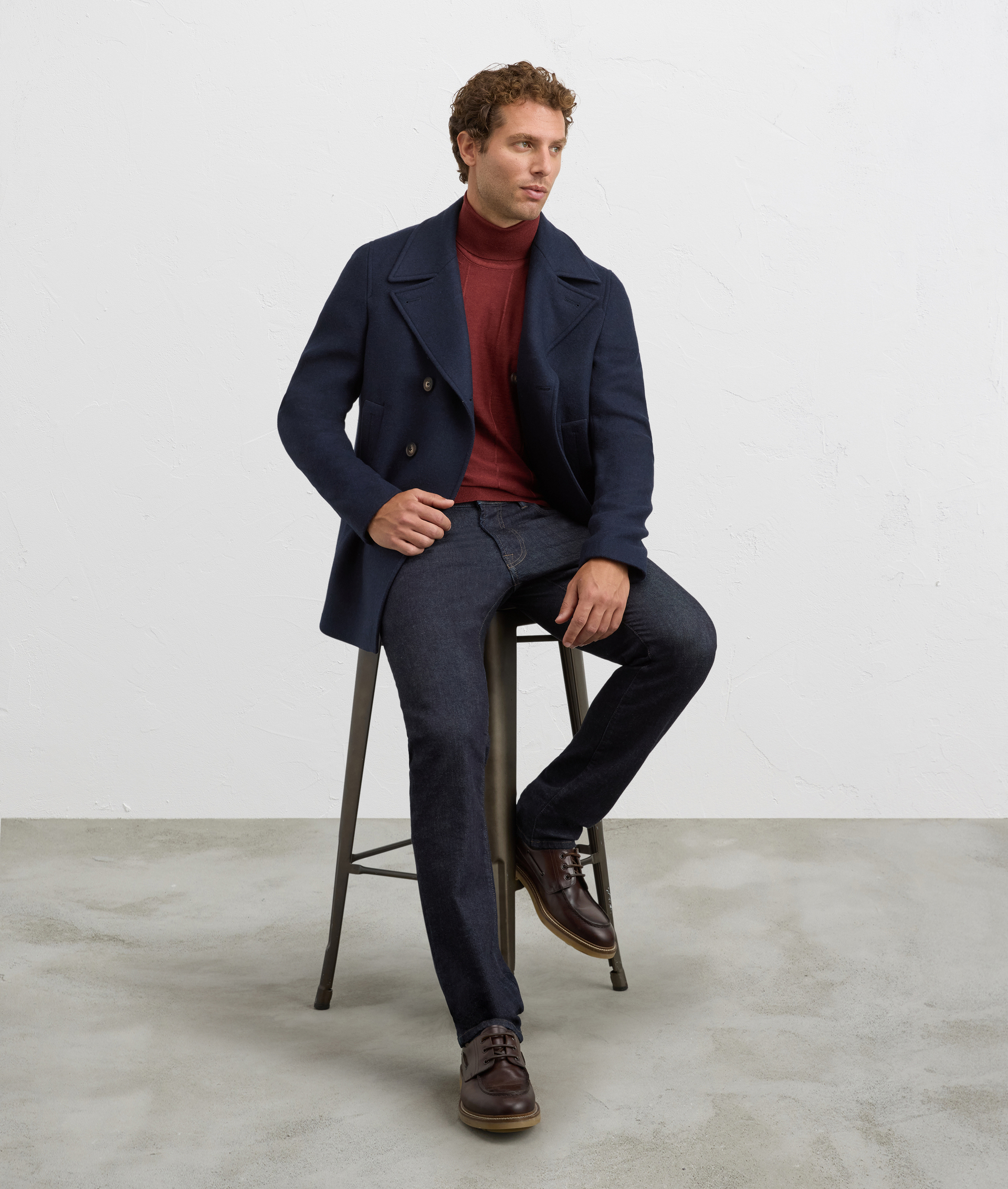 burgundy wool and silk regular fit turtleneck | Pal Zileri