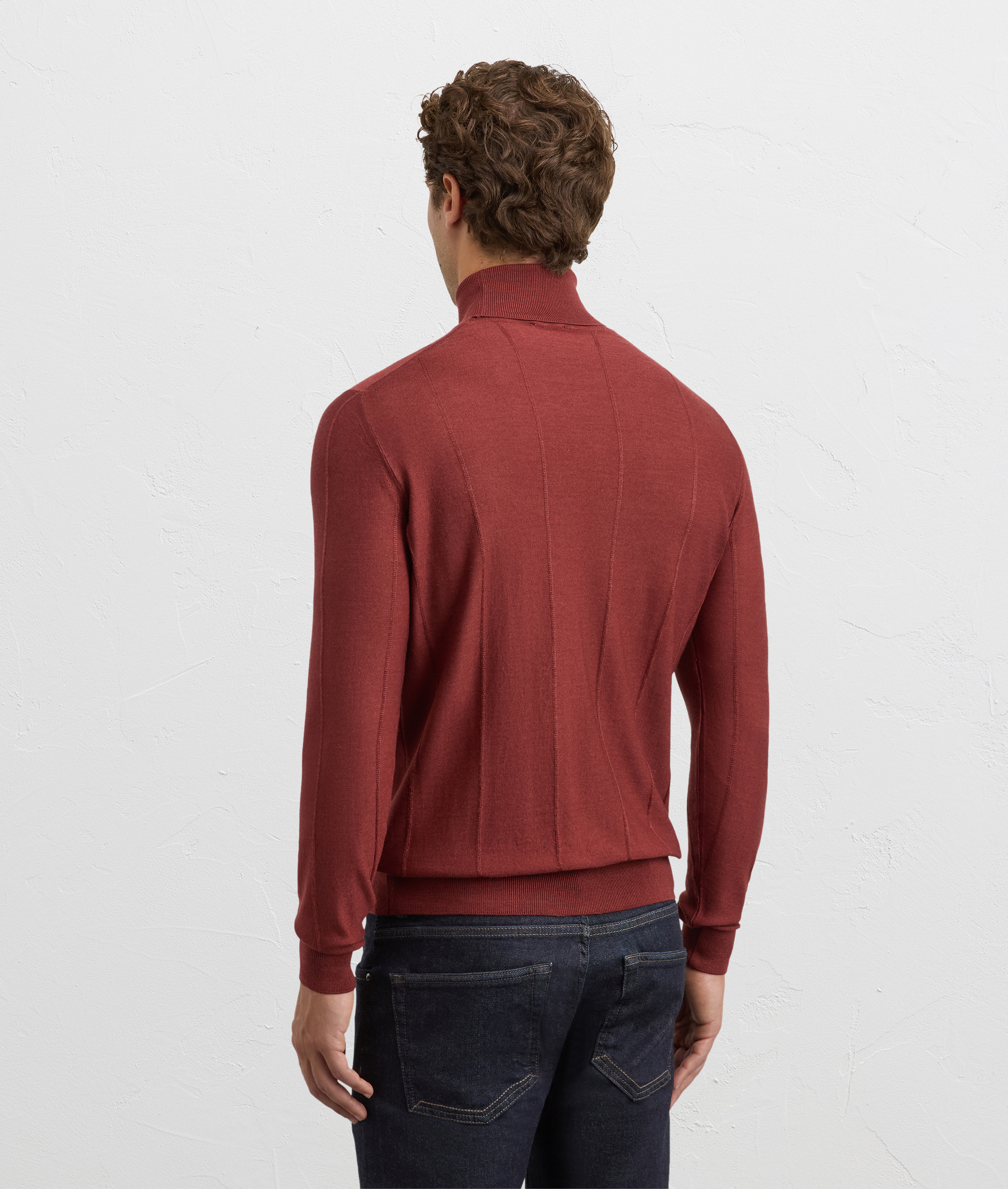 burgundy wool and silk regular fit turtleneck | Pal Zileri