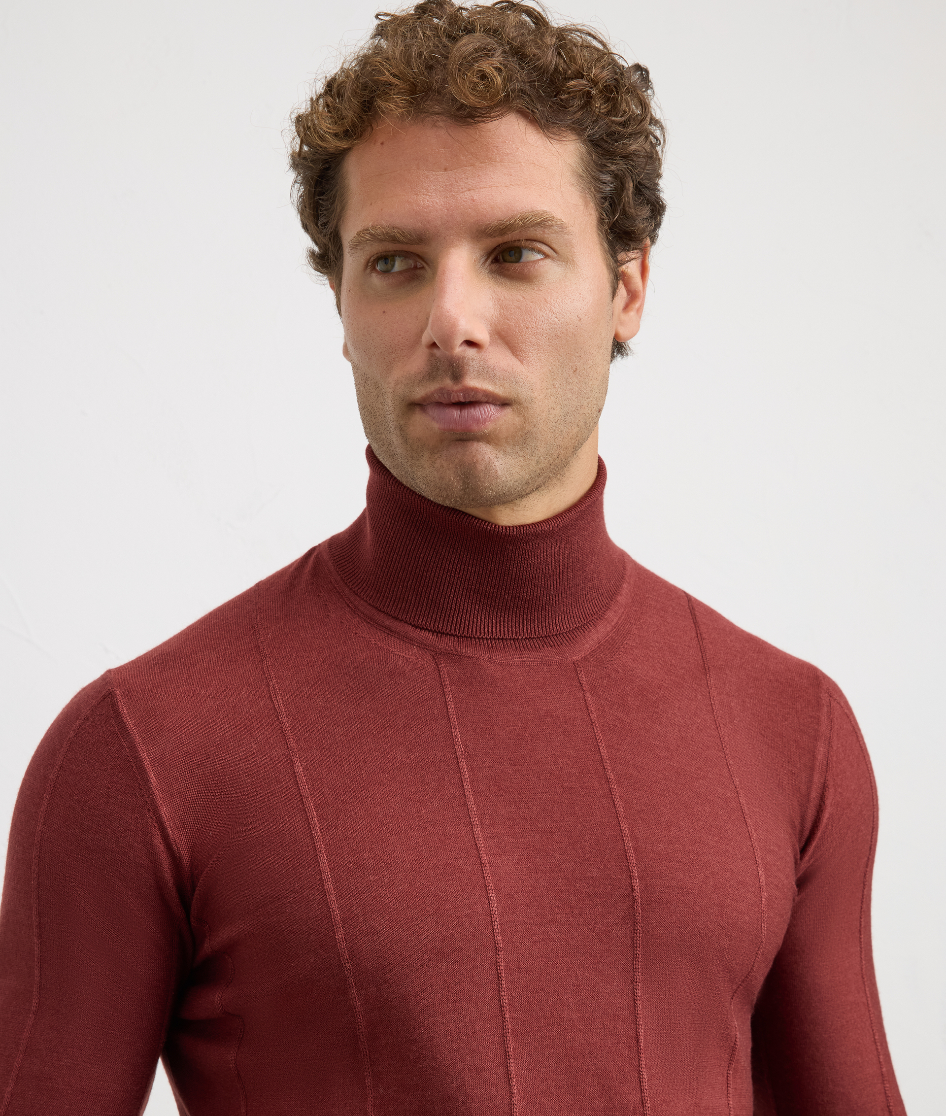 burgundy wool and silk regular fit turtleneck | Pal Zileri