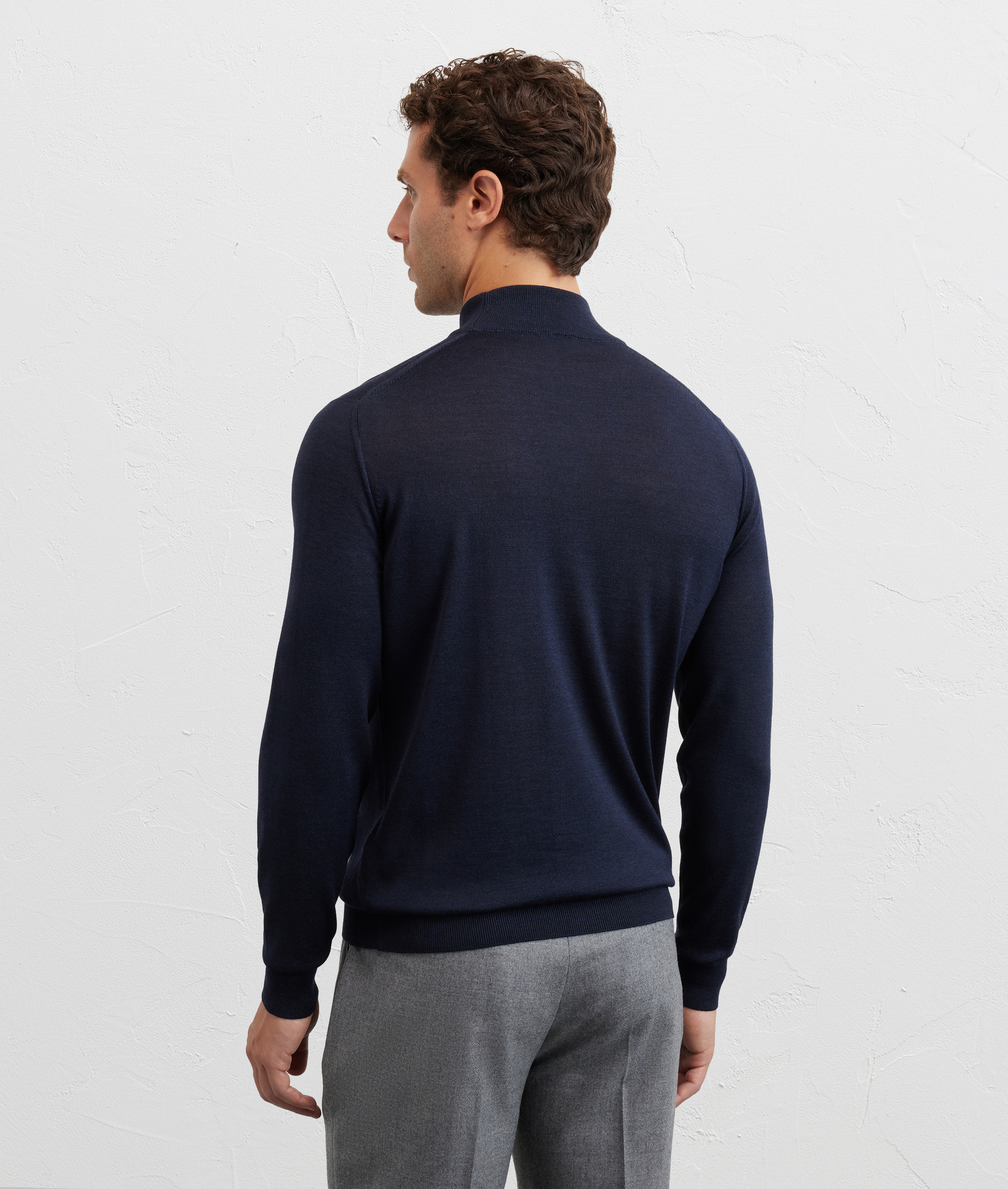 navy blue turtleneck regular fit in silk and wool - Pal Zileri | Official Website