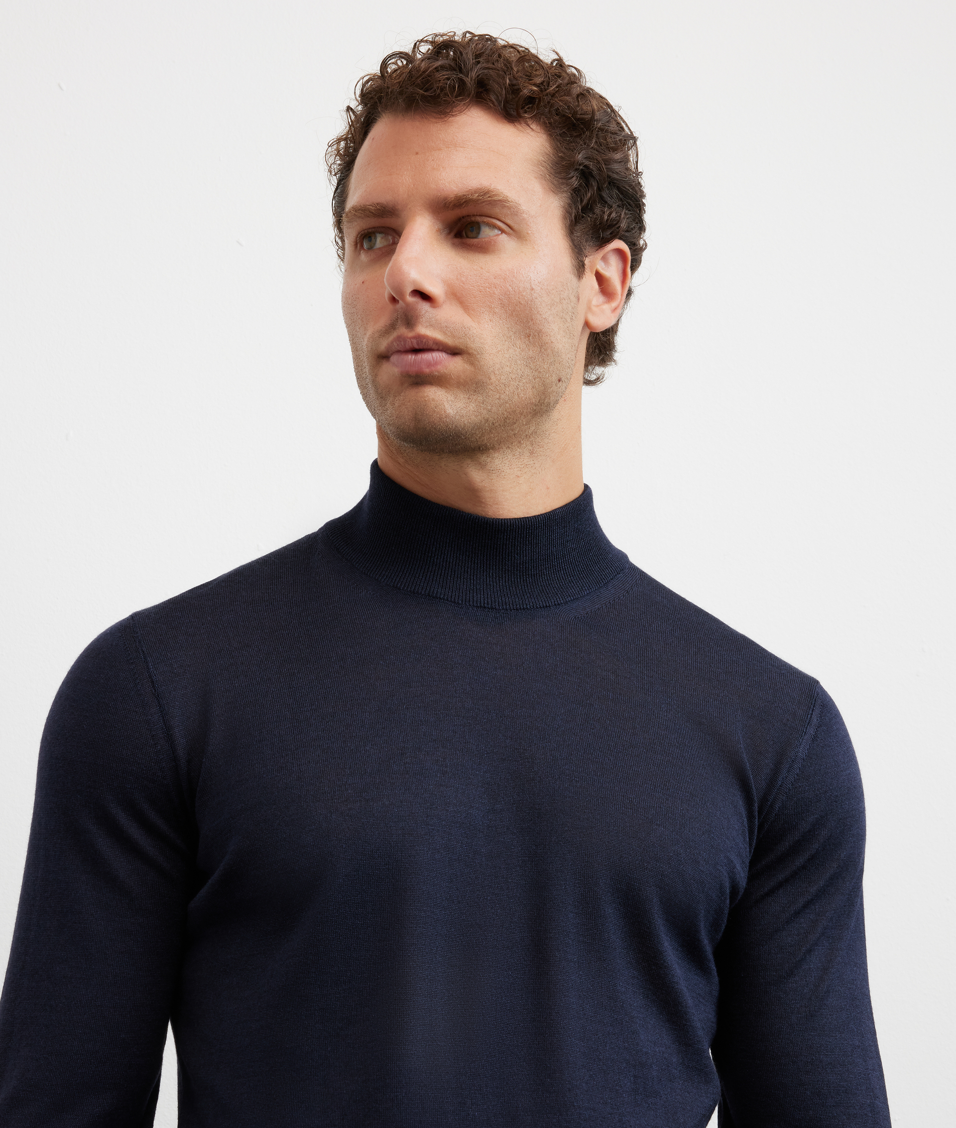 navy blue turtleneck regular fit in silk and wool - Pal Zileri | Official Website