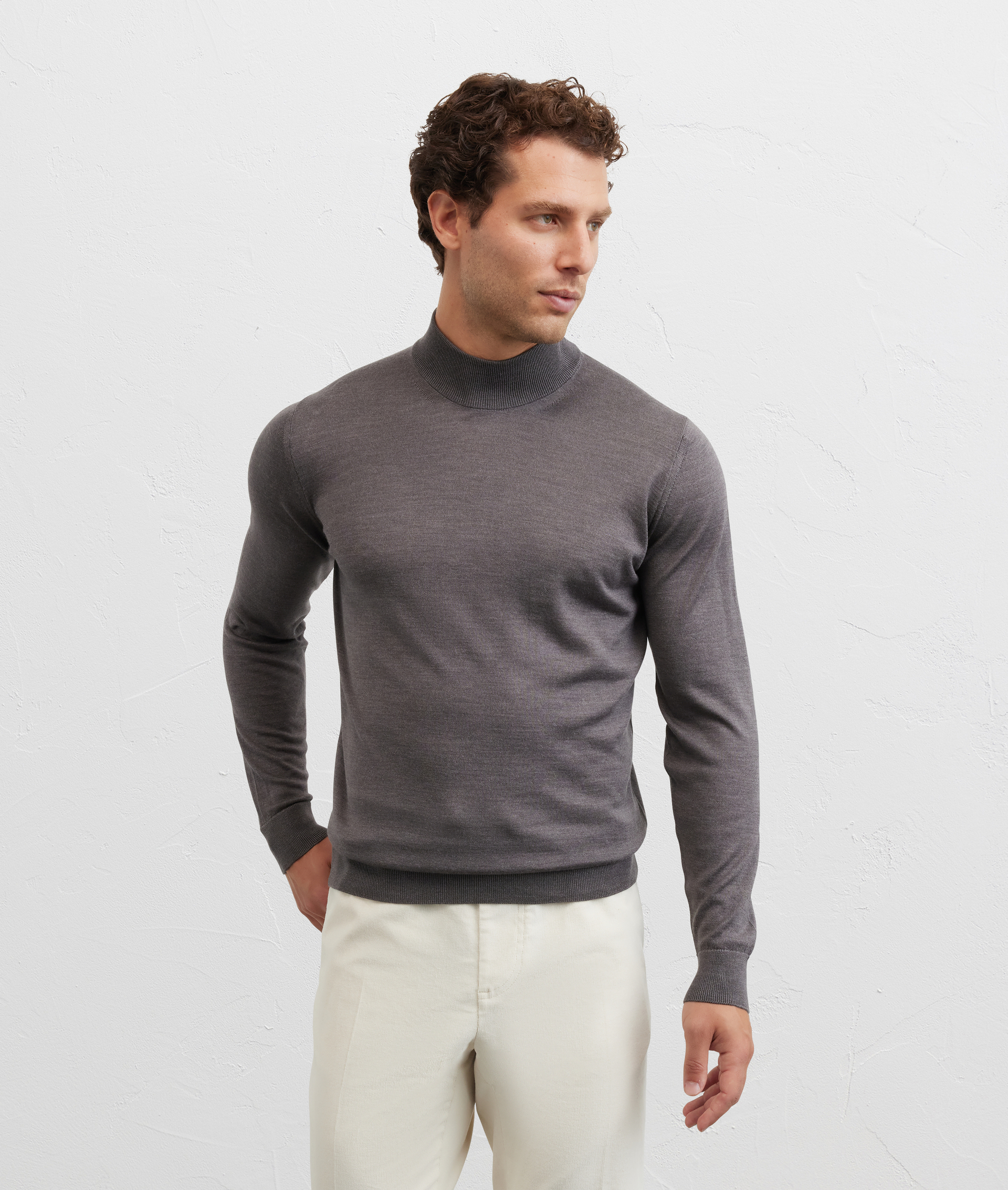 grey turtleneck regular fit in silk and wool - Pal Zileri | Official Website