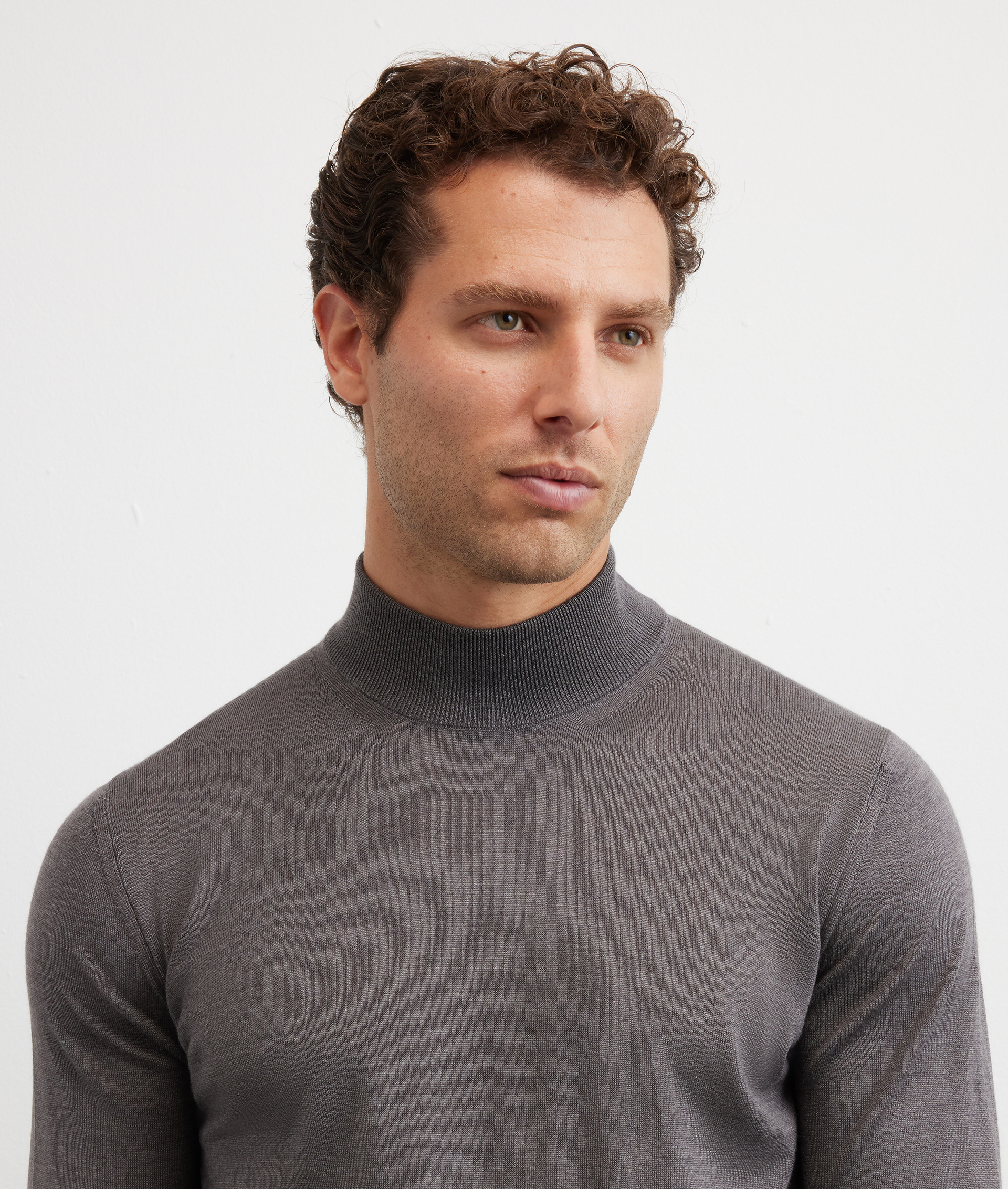 grey turtleneck regular fit in silk and wool - Pal Zileri | Official Website