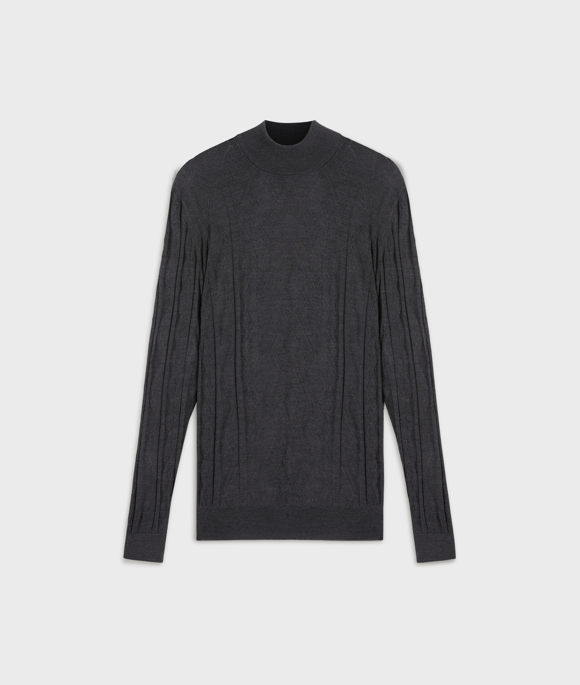 dark grey turtleneck regular fit in silk and wool - Knitwear - Pal Zileri | Official Website