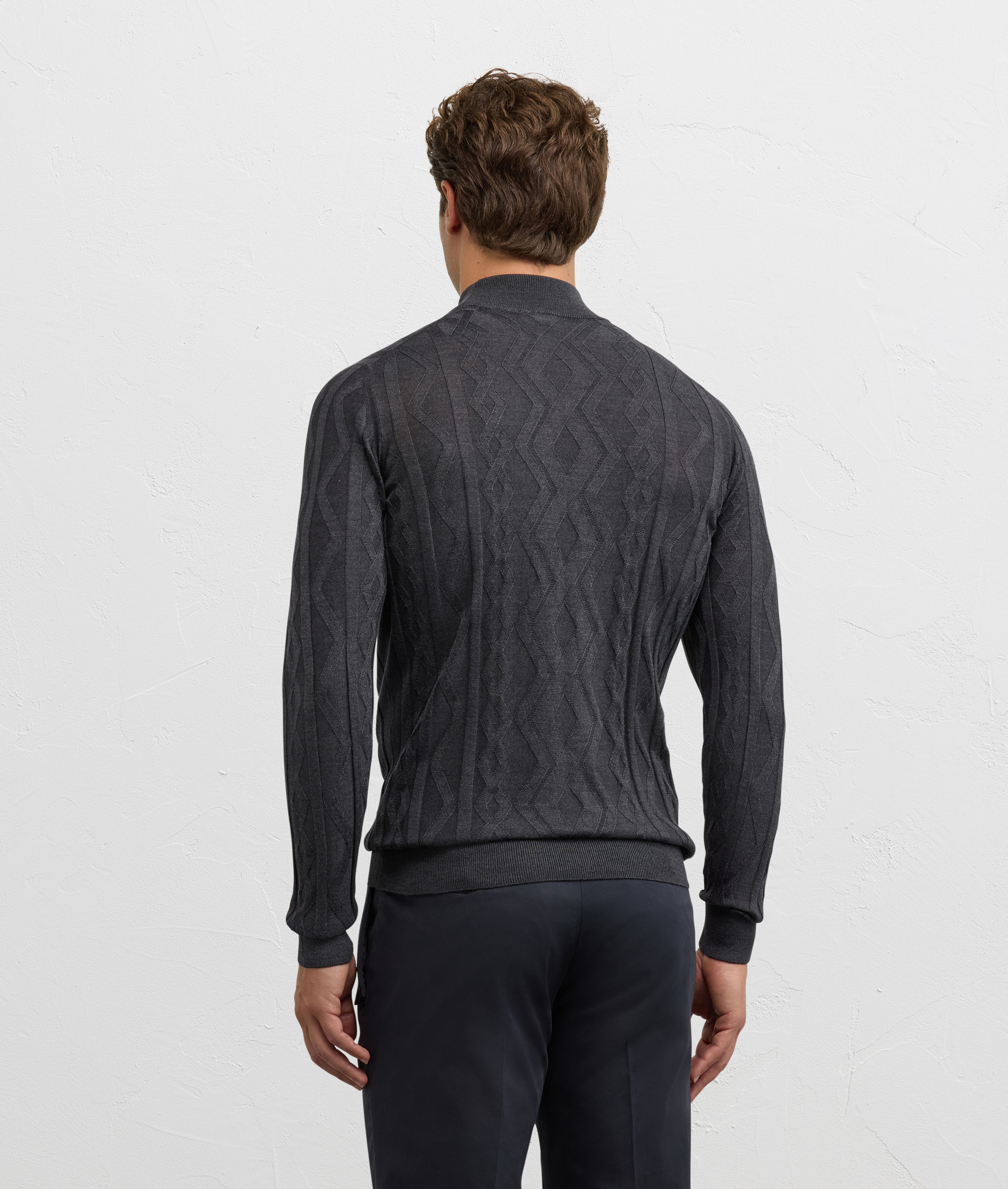 dark grey turtleneck regular fit in silk and wool - Pal Zileri | Official Website