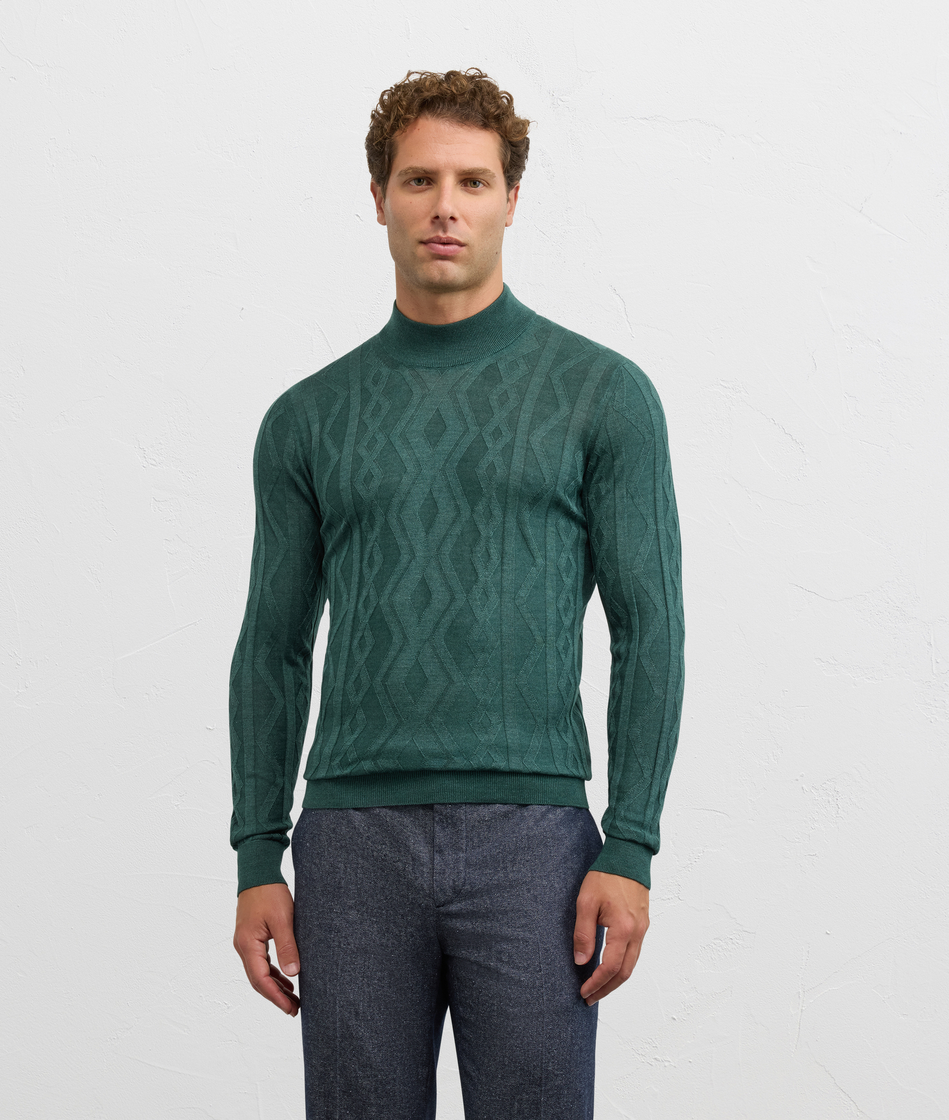 green turtleneck regular fit in silk and wool - Pal Zileri | Official Website