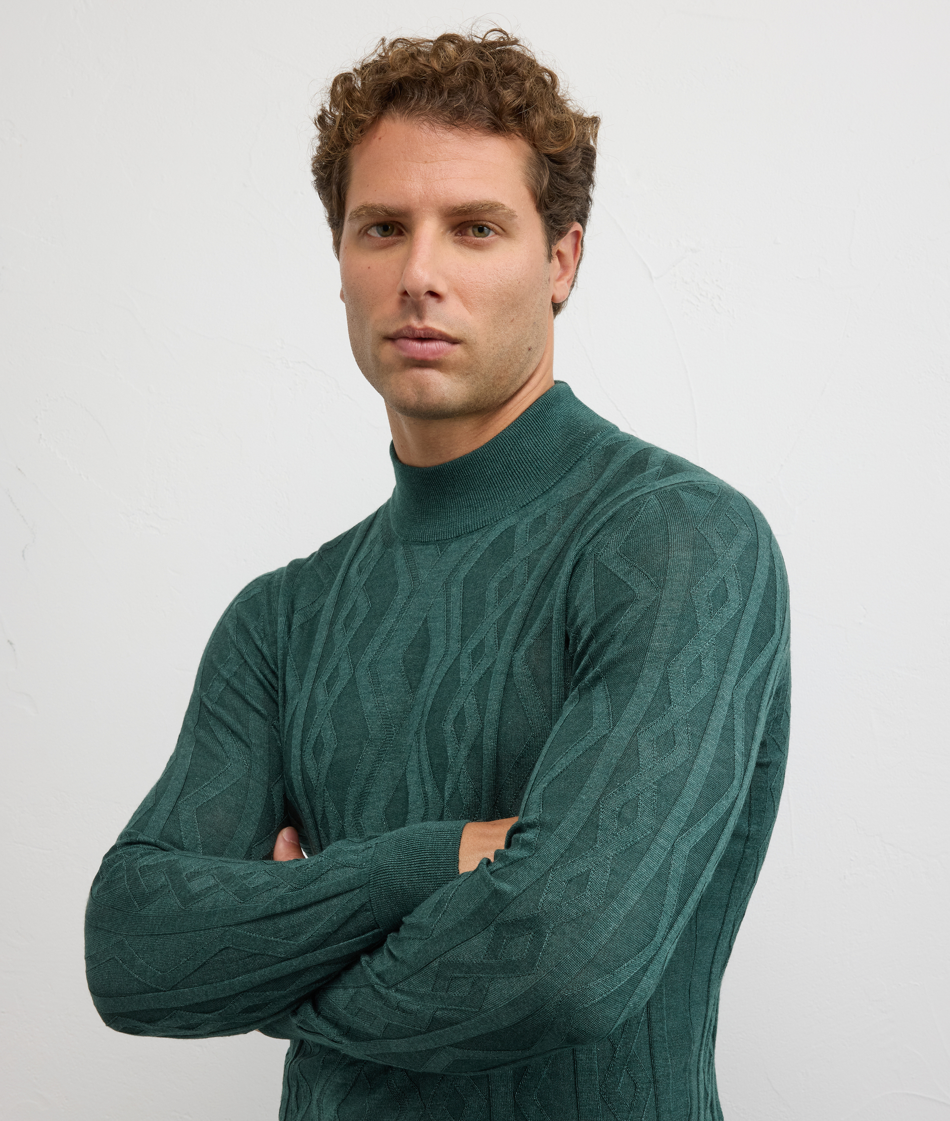 green turtleneck regular fit in silk and wool - Pal Zileri | Official Website