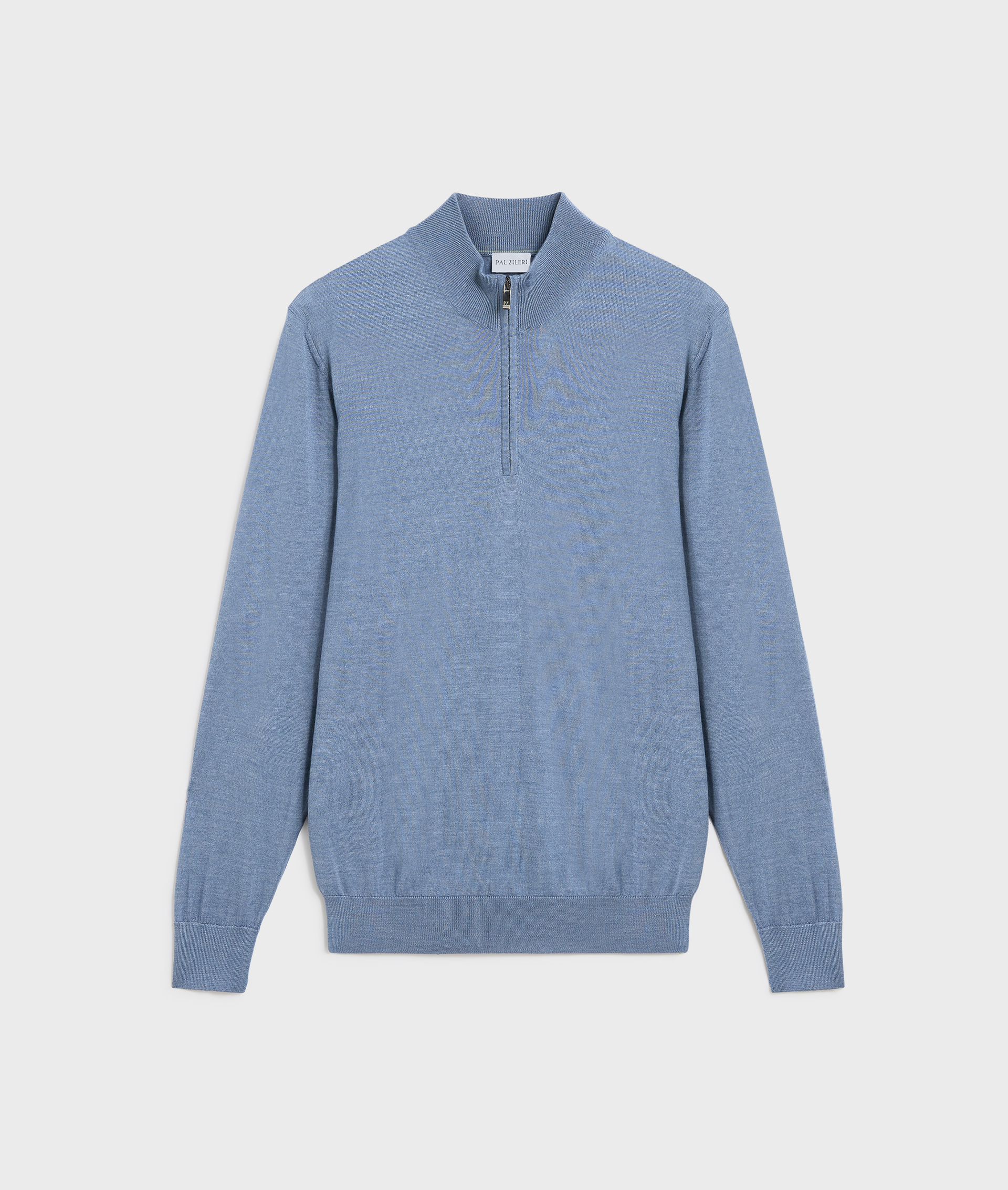 light blue sweater with stand up collar and half zip regular fit in silk and wool - Knitwear - Pal Zileri | Official Website