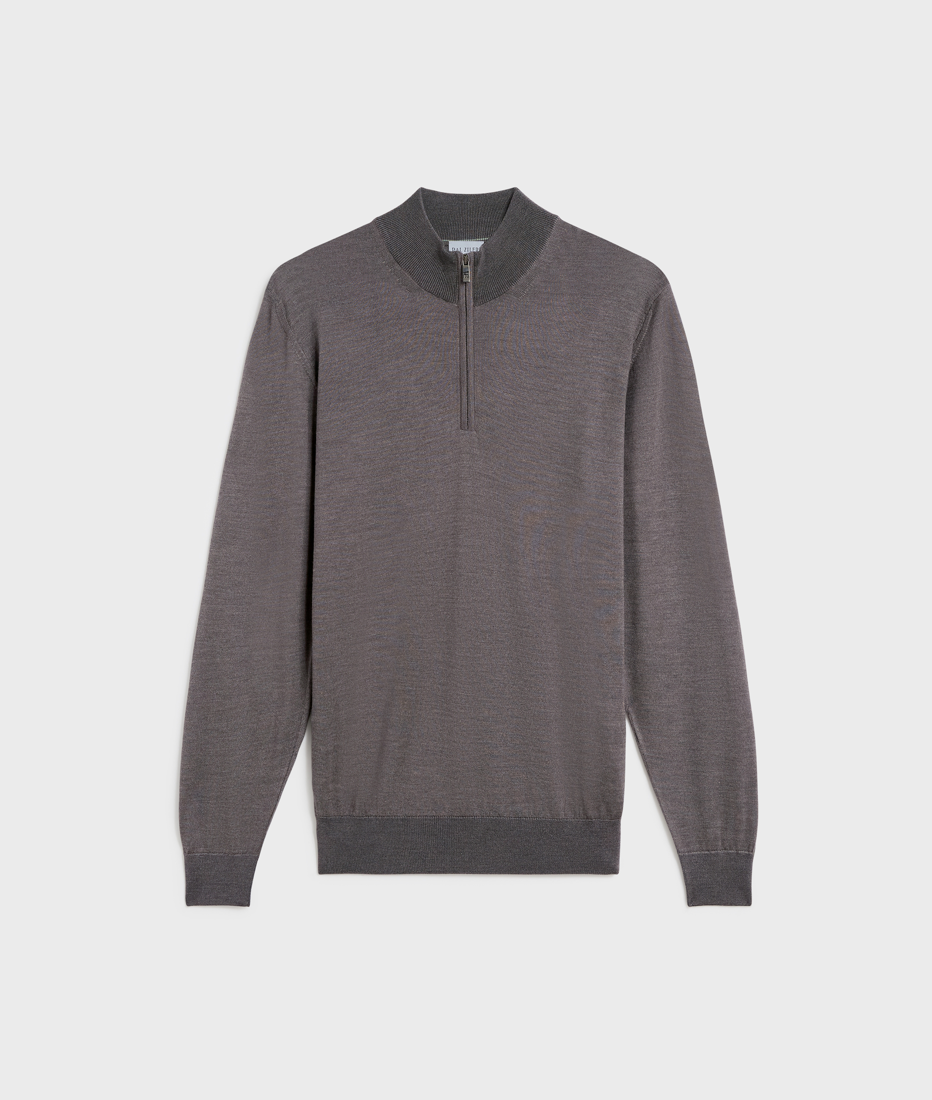 grey sweater with stand up collar and half zip regular fit in silk and wool - Pal Zileri | Official Website