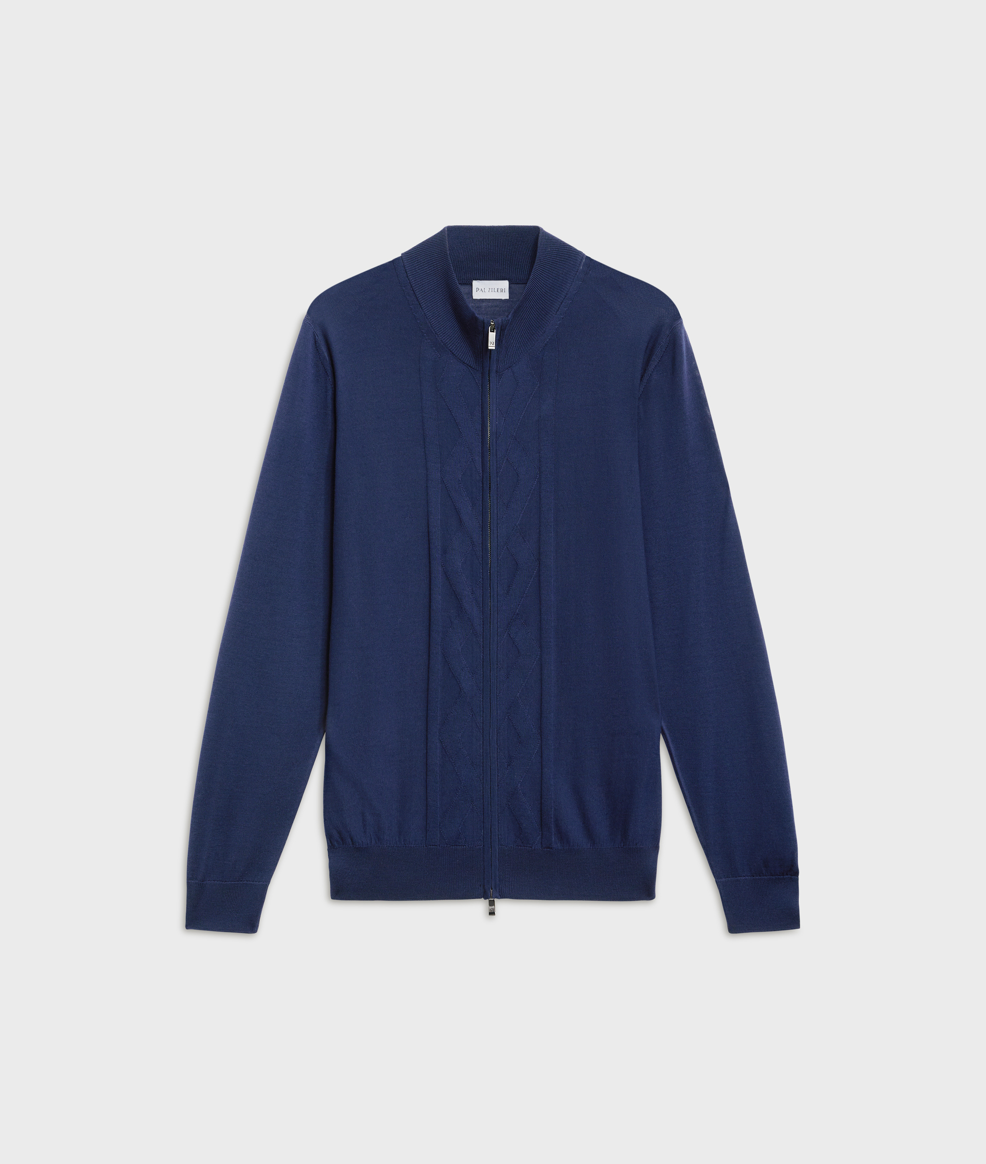 navy blue cardigan stand up collar regular fit in wool | Pal Zileri