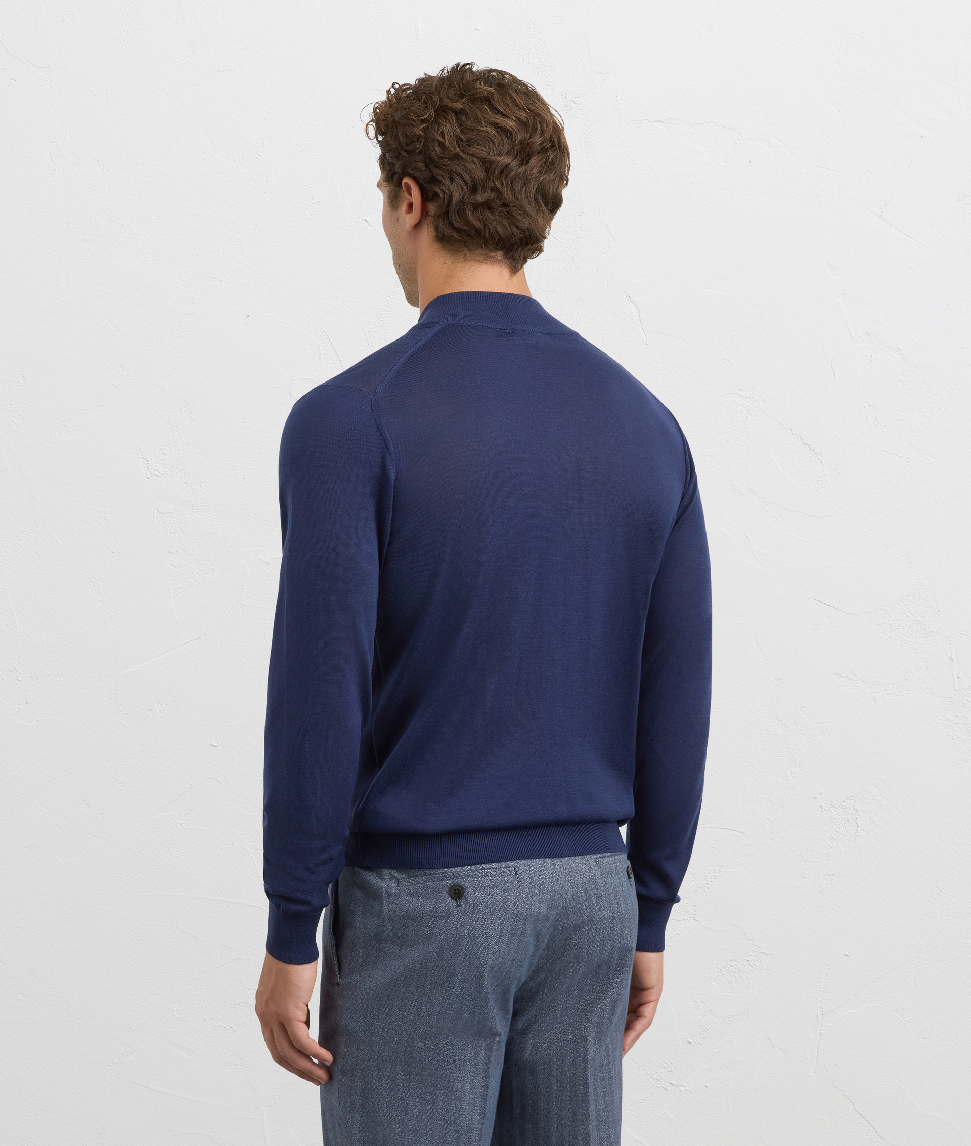 navy blue cardigan stand up collar regular fit in wool | Pal Zileri