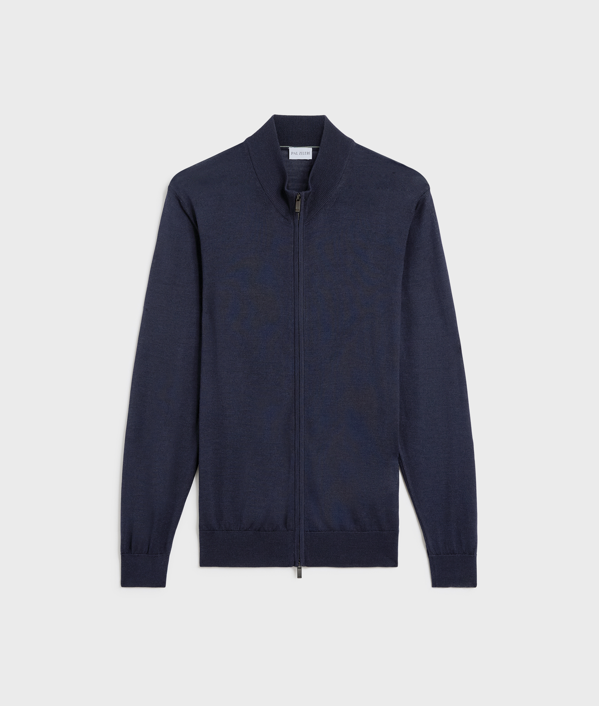 navy blue cardigan stand up collar regular fit in silk and wool - Pal Zileri | Official Website