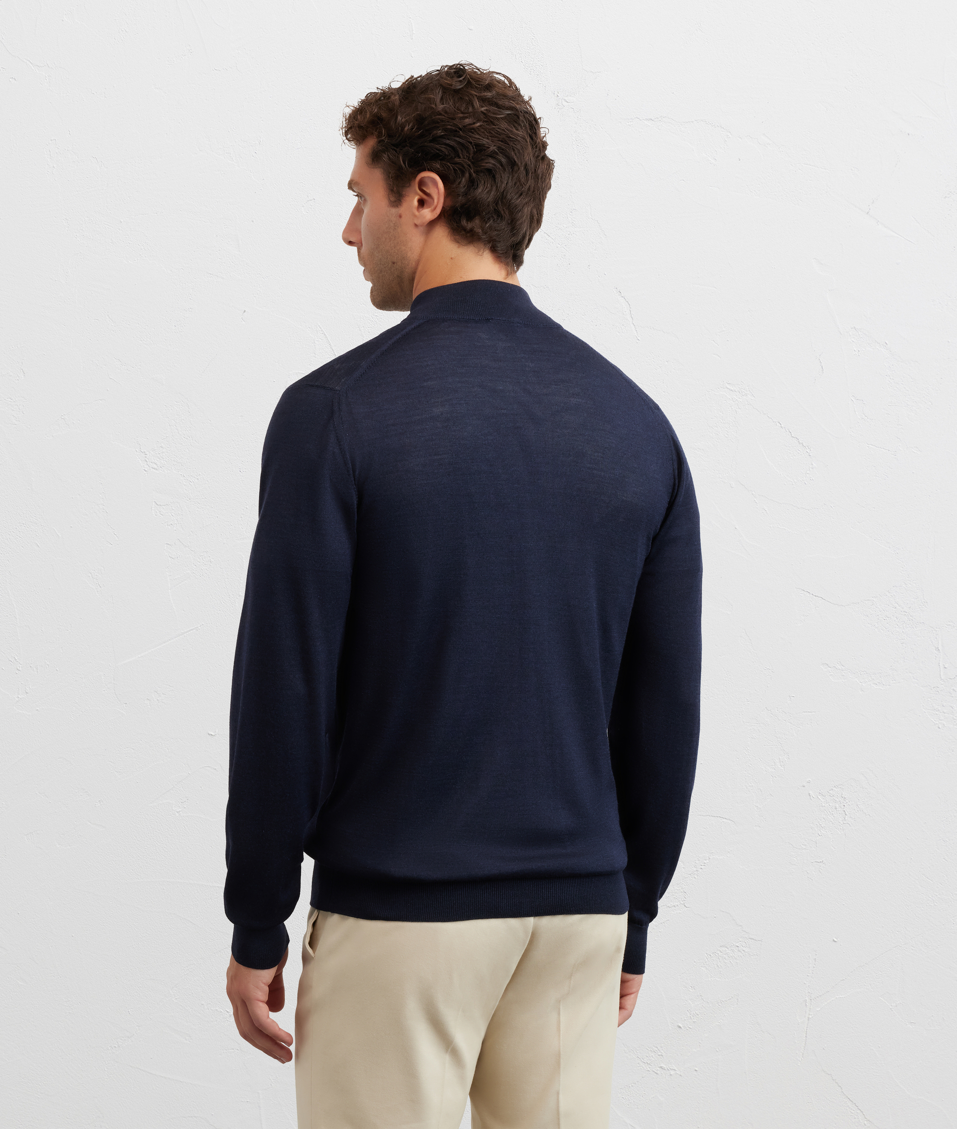 navy blue cardigan stand up collar regular fit in silk and wool - Pal Zileri | Official Website
