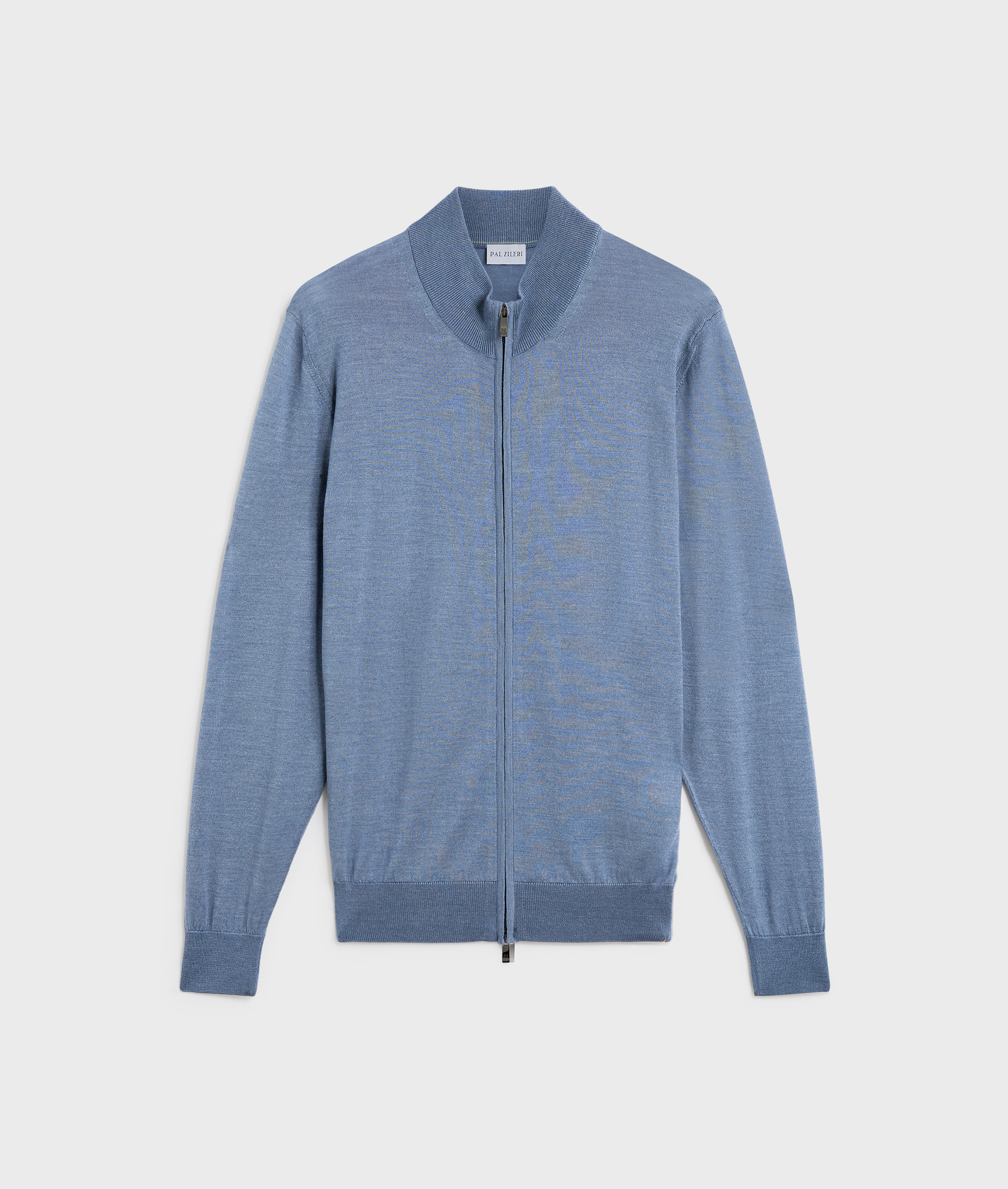 cardigan collo stand up regular fit in lana vergine e seta azzurro - Pal Zileri | Official Website