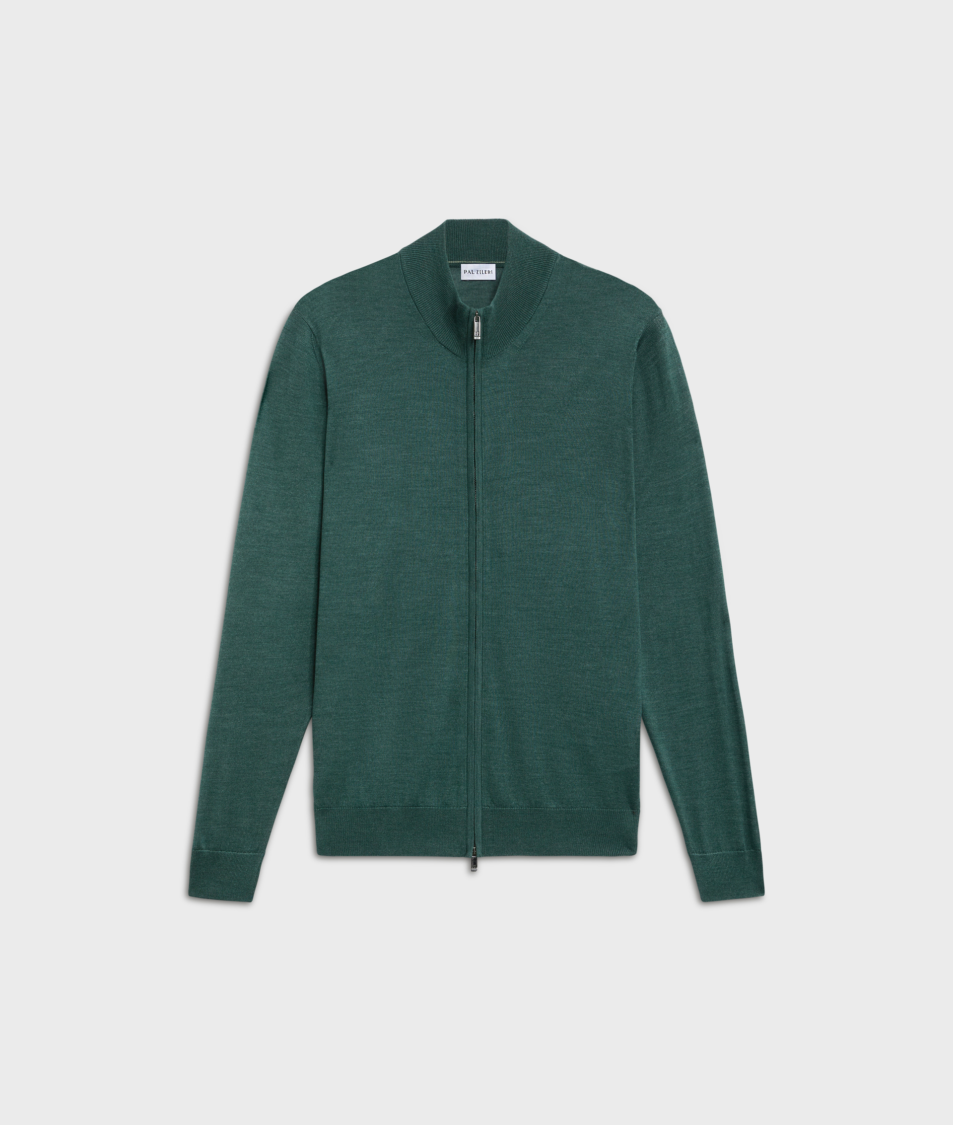 green cardigan stand up collar regular fit in silk and wool | Pal Zileri