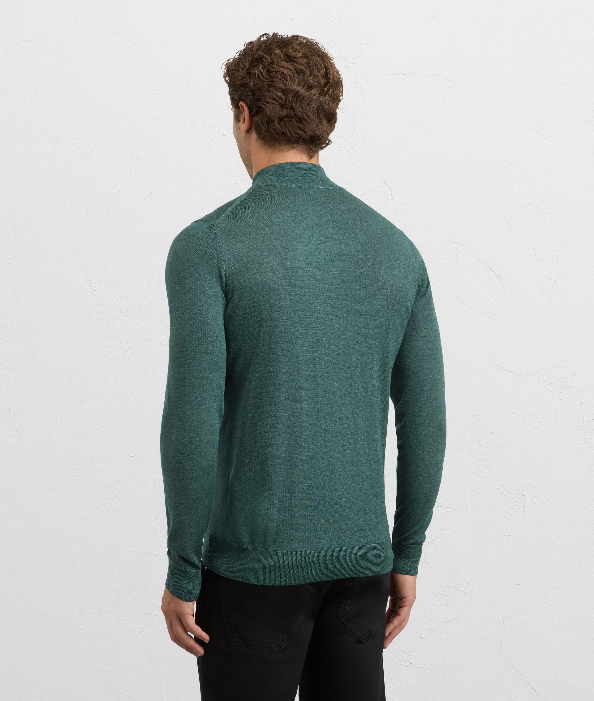 green cardigan stand up collar regular fit in silk and wool | Pal Zileri