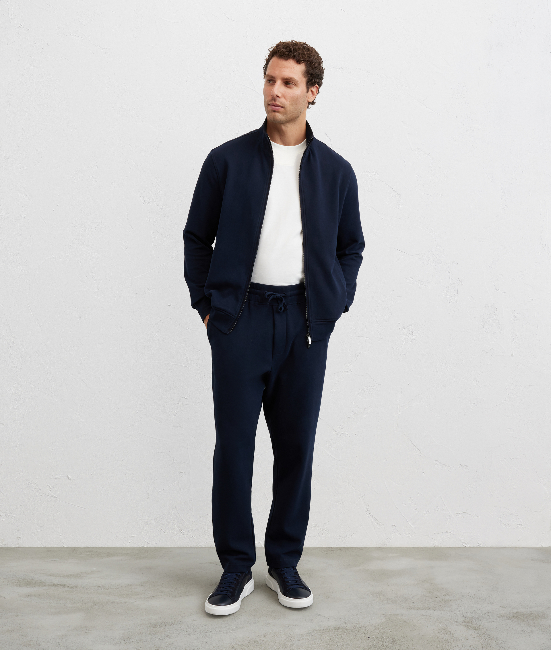 felpa con collo stand up regular fit in cotone e nylon blu navy - Maglieria - Pal Zileri | Official Website