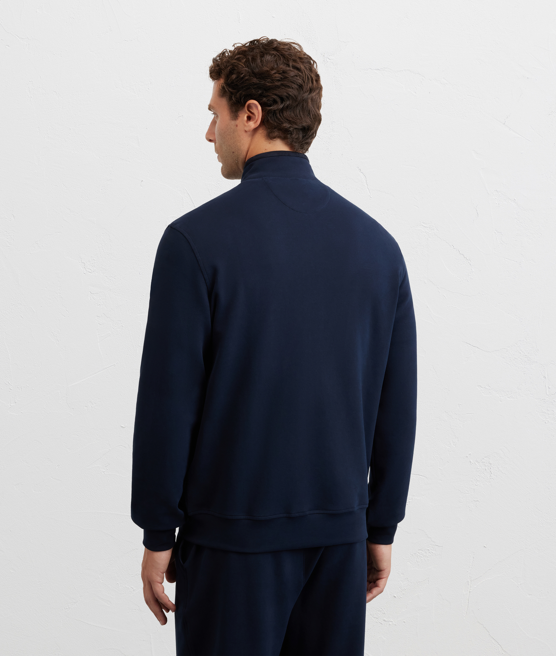 felpa con collo stand up regular fit in cotone e nylon blu navy - Pal Zileri | Official Website