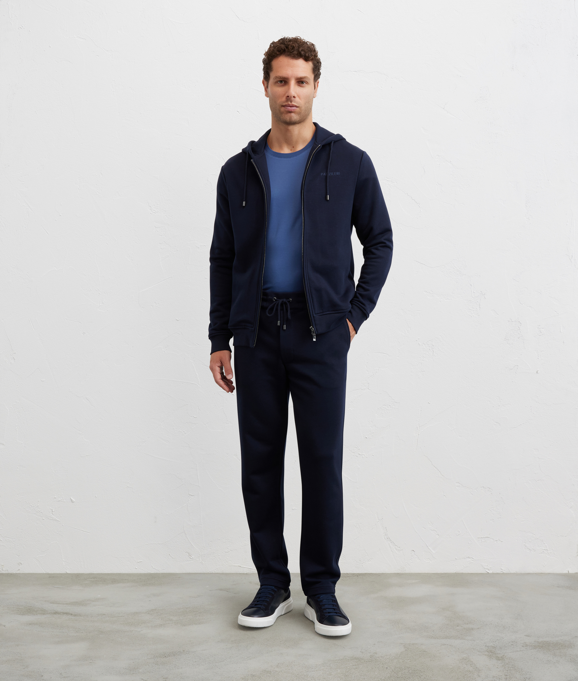 felpa con cappuccio regular fit in cotone e poliestere blu navy - Maglieria - Pal Zileri | Official Website