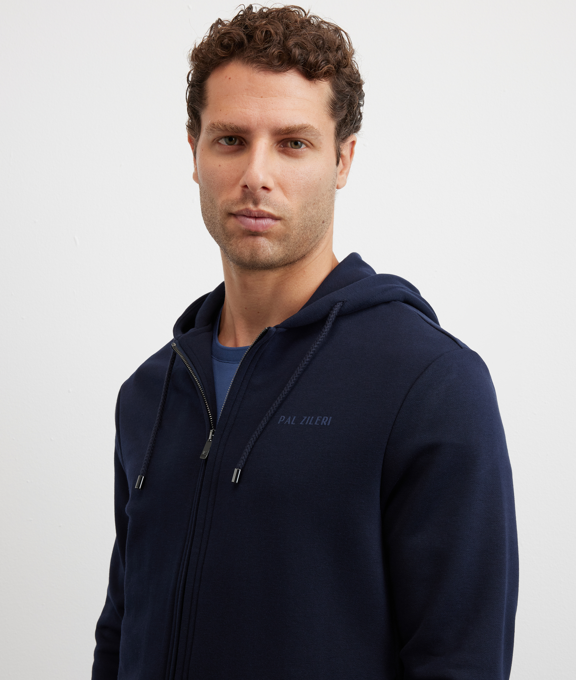 felpa con cappuccio regular fit in cotone e poliestere blu navy - Pal Zileri | Official Website