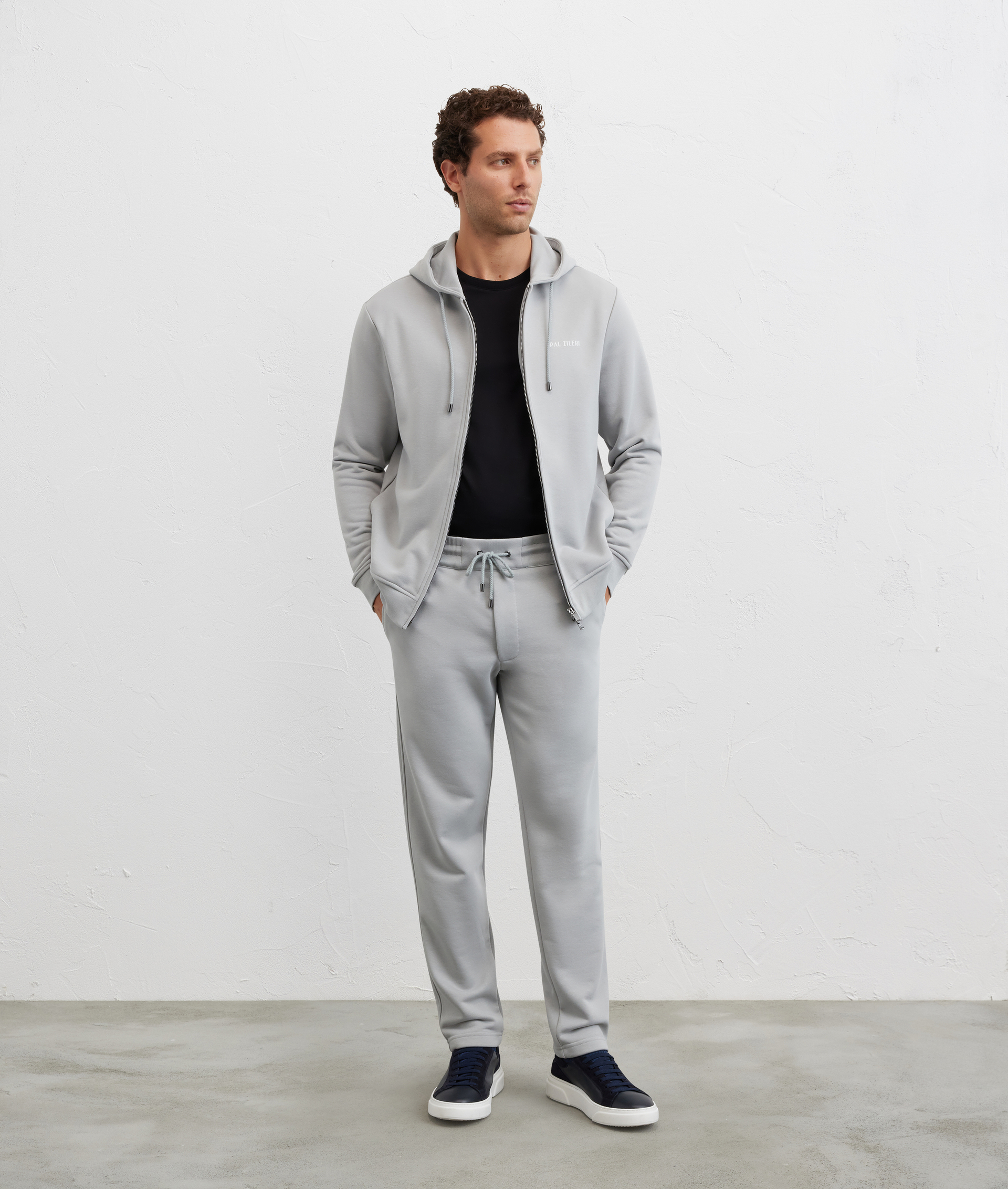 light grey hoodie regular fit in cotton and polyester - Pal Zileri | Official Website