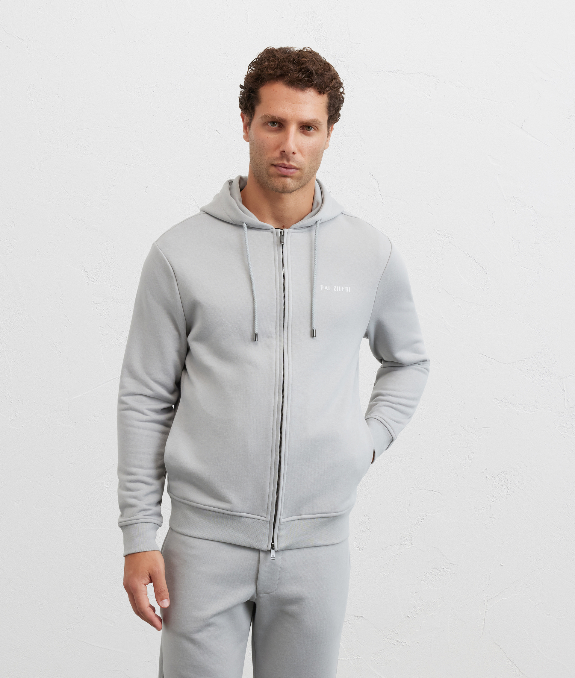 light grey hoodie regular fit in cotton and polyester - Pal Zileri | Official Website