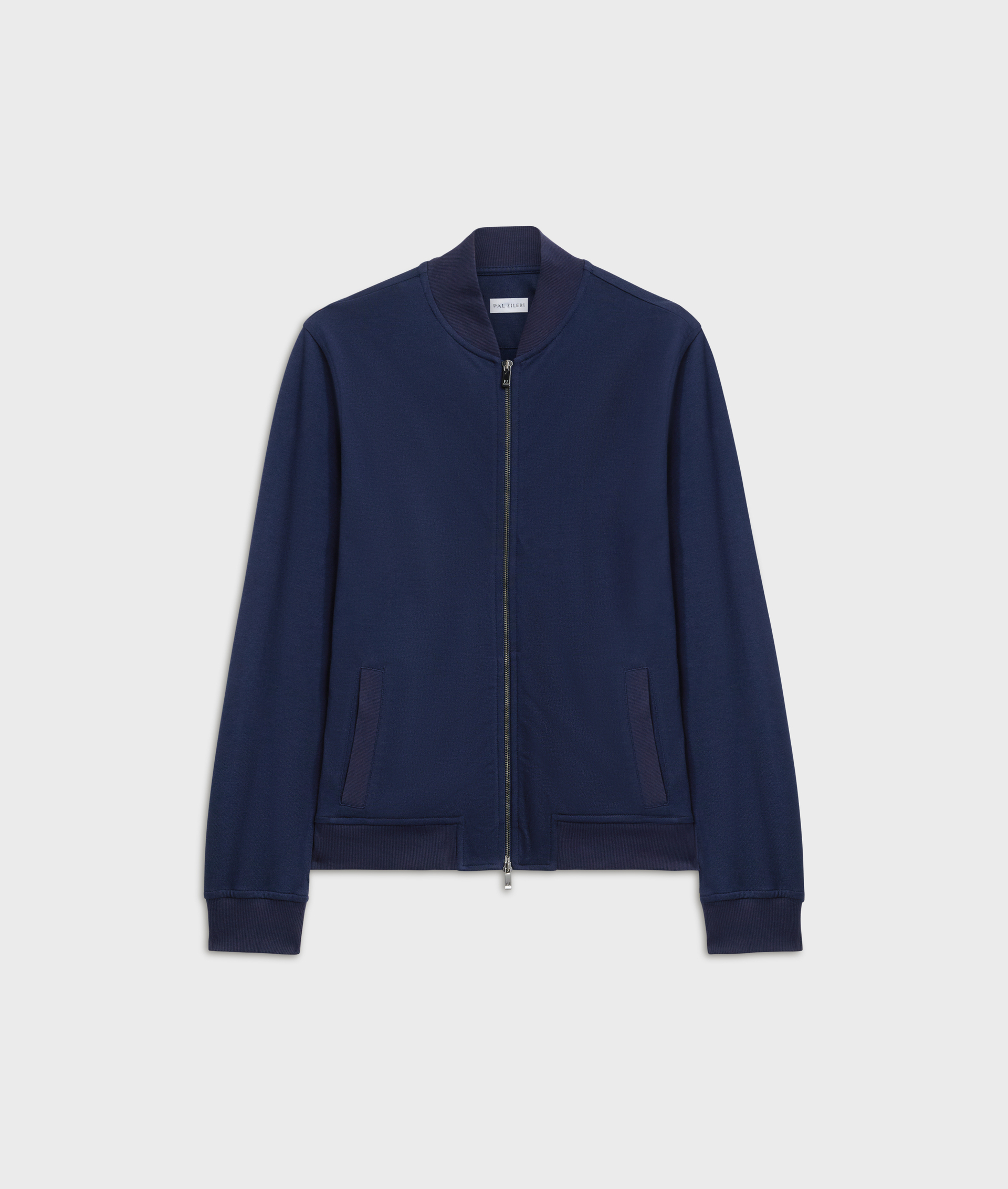 navy blue sweat-shirt bomber regular fit in cotton and nylon | Pal Zileri