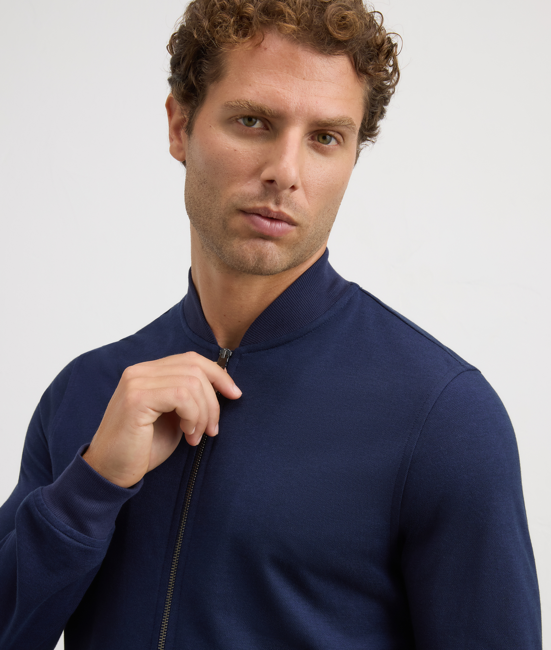 navy blue sweat-shirt bomber regular fit in cotton and nylon | Pal Zileri