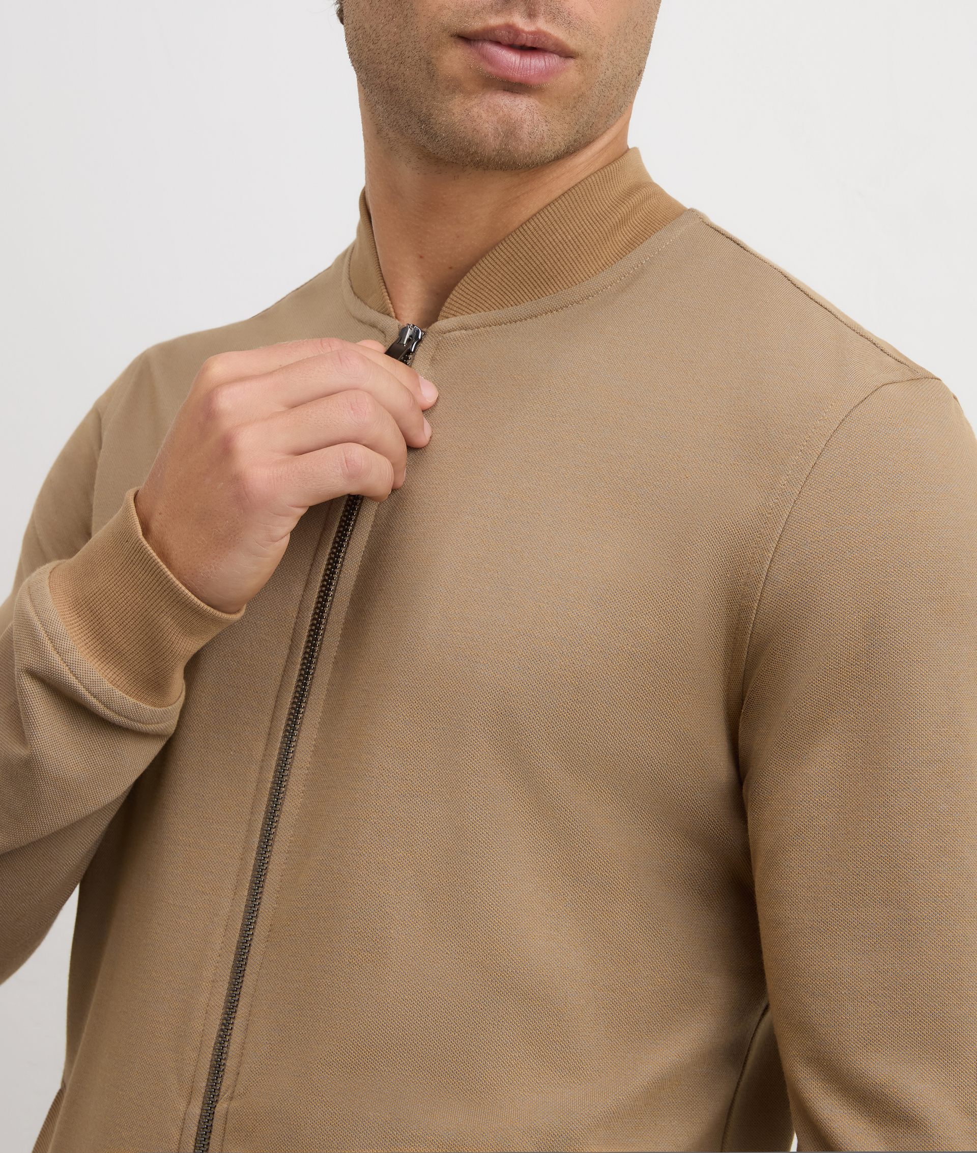 light brown sweat-shirt bomber regular fit in cotton and polyester | Pal Zileri