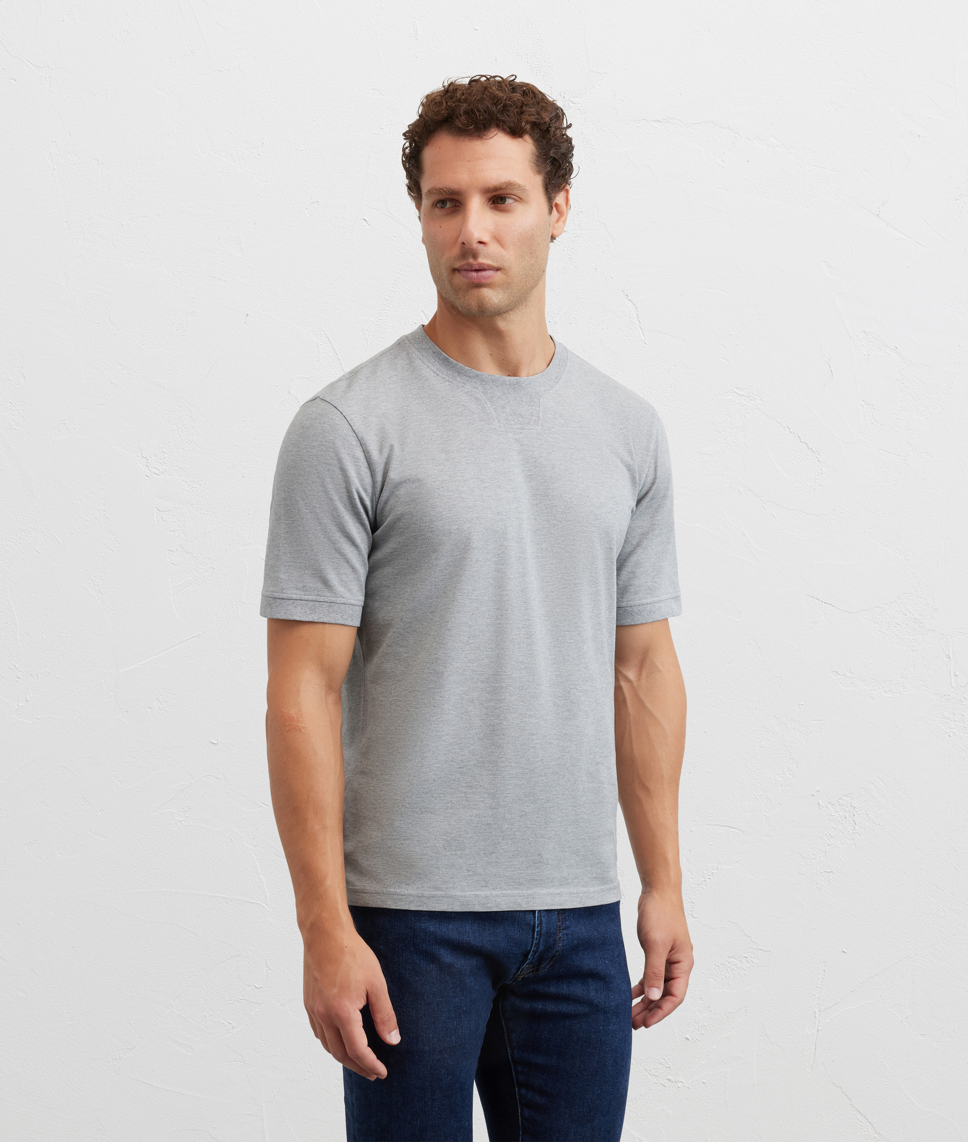 t-shirt in cotone piquet grigio chiaro - Pal Zileri | Official Website