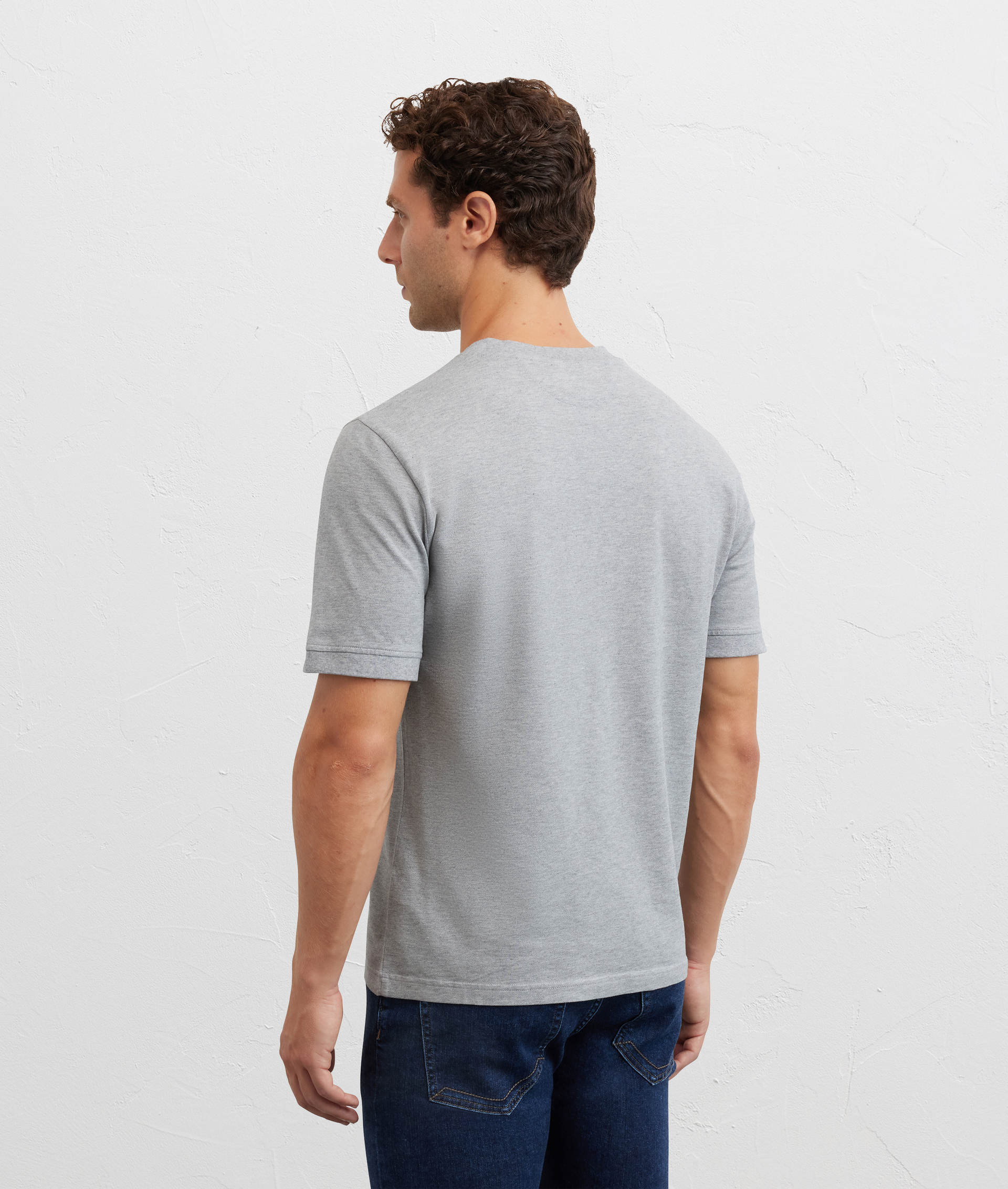 t-shirt in cotone piquet grigio chiaro - Pal Zileri | Official Website