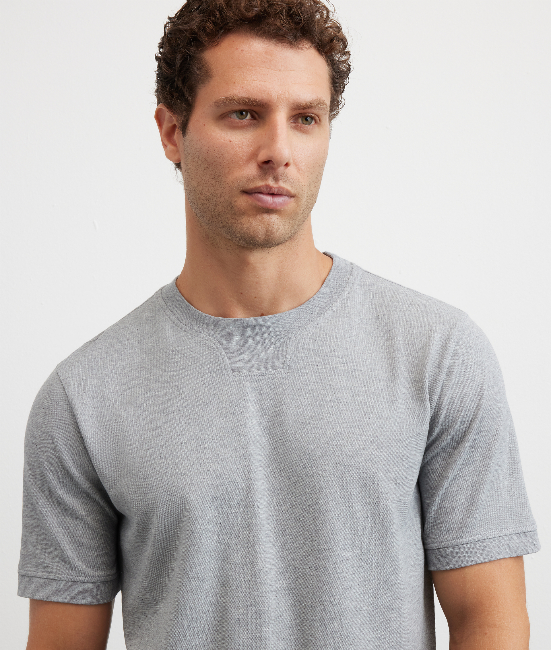 t-shirt in cotone piquet grigio chiaro - Pal Zileri | Official Website
